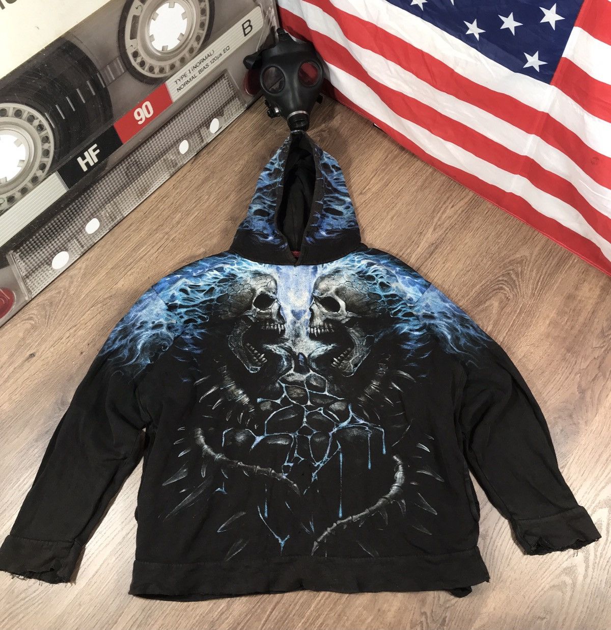 Vintage Vintage Distressed Spiral Skull Hoodie Size US XXL / EU 58 / 5 - 1 Thumbnail