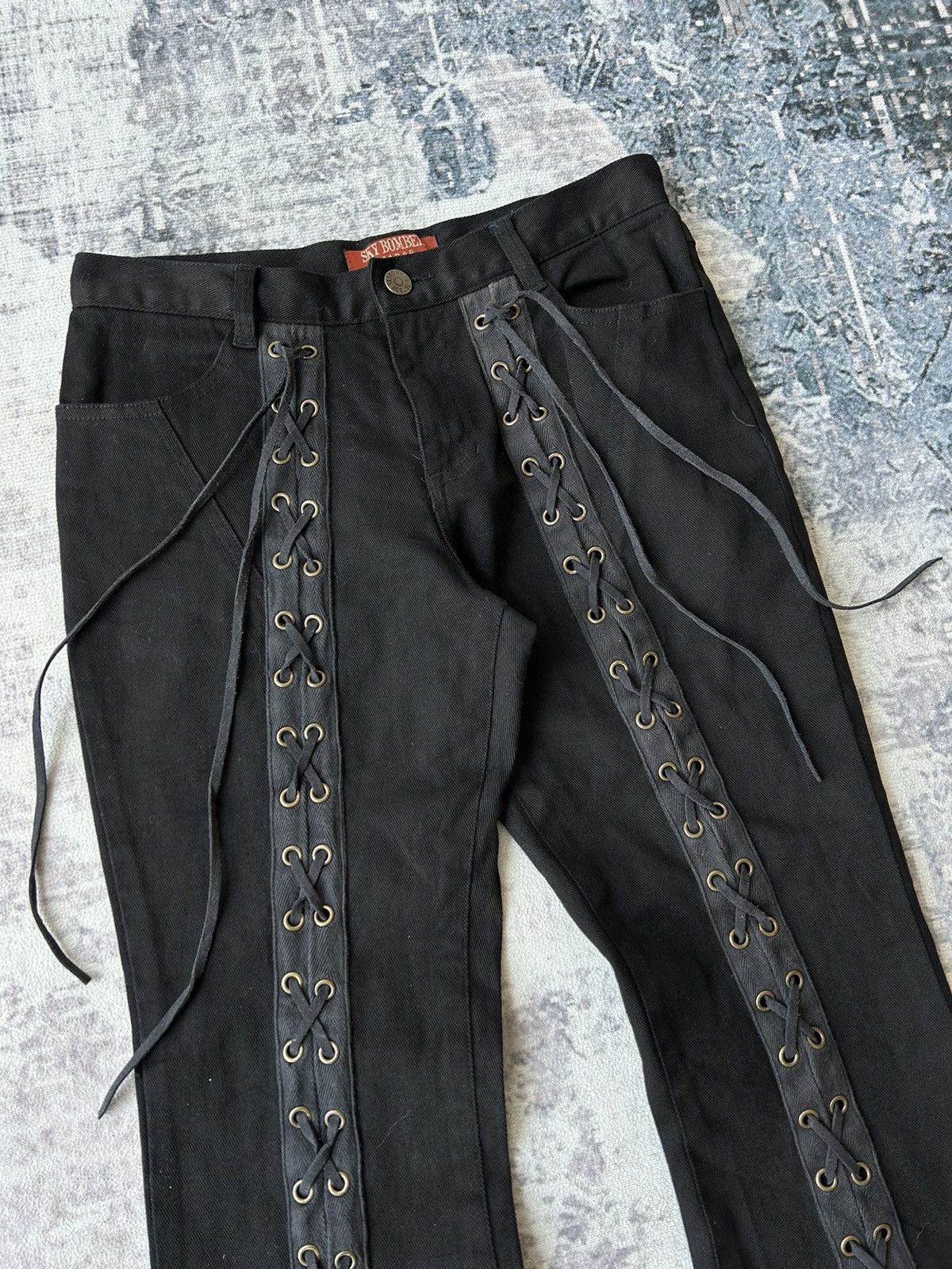 If Six Was Nine Flared Bondage Tactical Punk Sky Bomber Pants Size US 27 - 4 Thumbnail