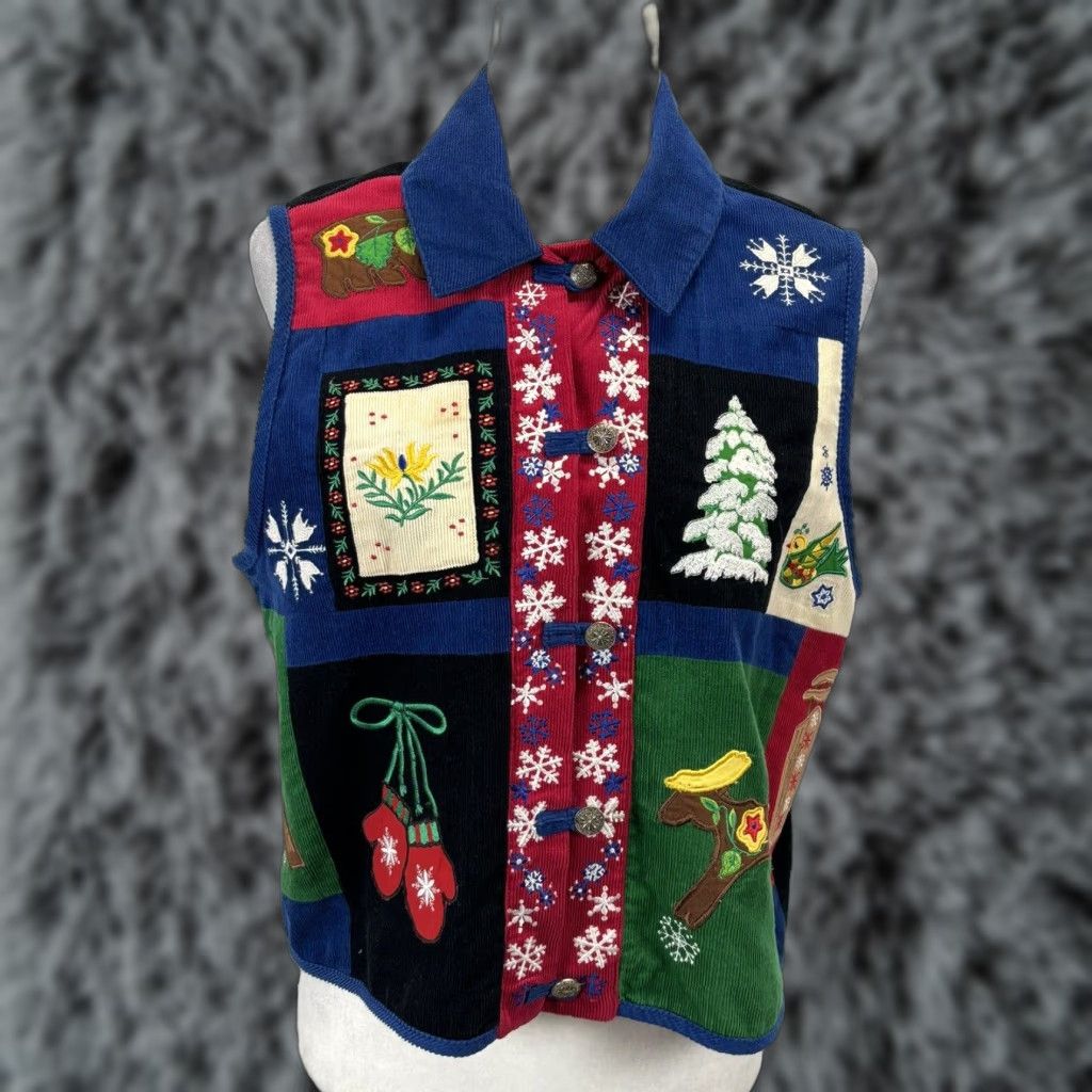 Vintage VINTAGE Khaki Rose Corduroy Christmas Vest Medium Beige Holiday Womens Size M / US 6-8 / IT 42-44 - 1 Thumbnail