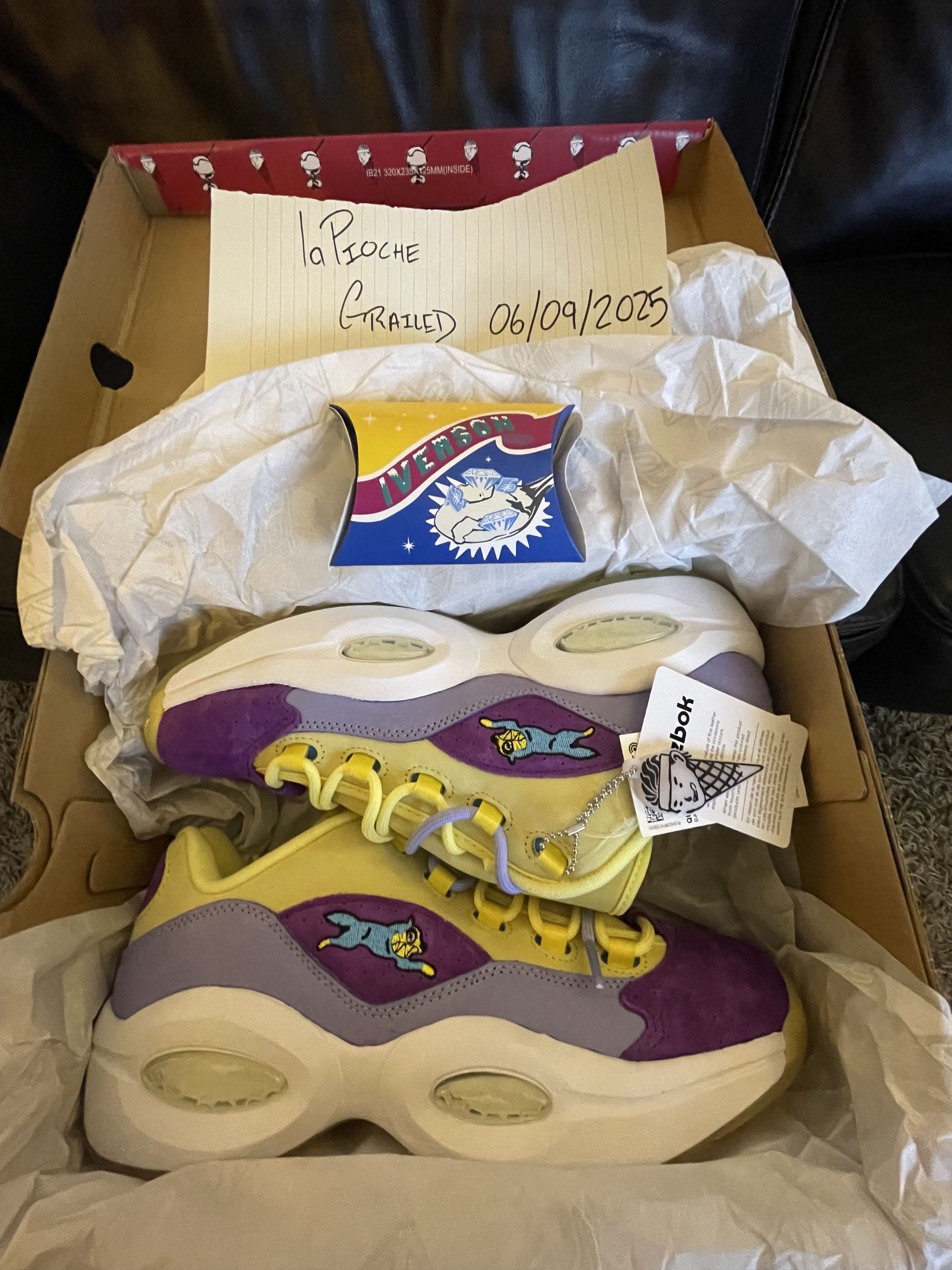 Reebok Question Low Bbc Ice Cream Running Dog Yellow Purple Shoes, Men's (Size 10)