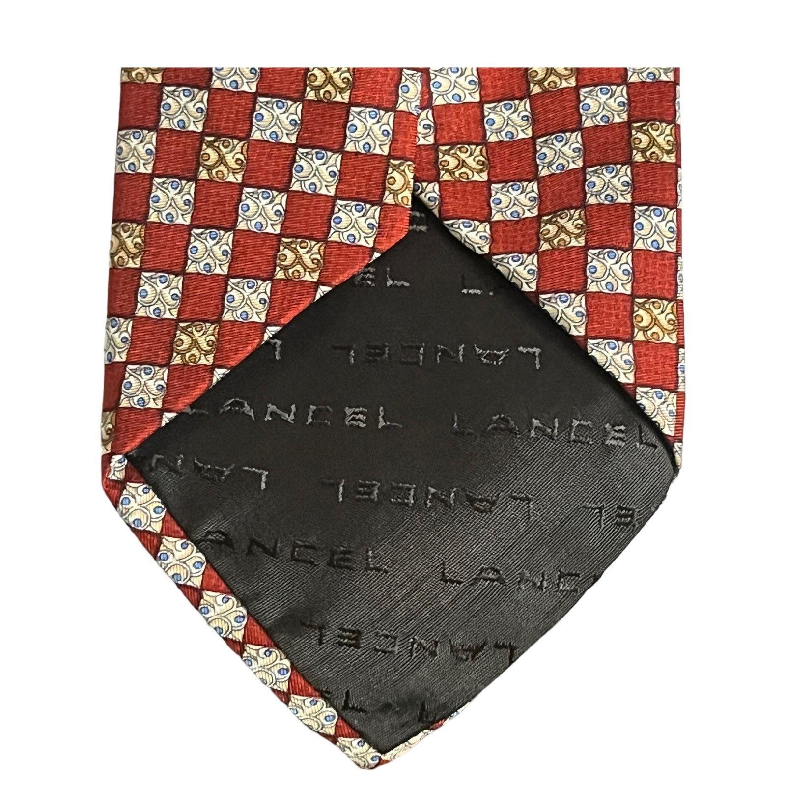 Lancel Lancel Paris Red Silk tie square designs Handmade France Size ONE SIZE - 5 Thumbnail