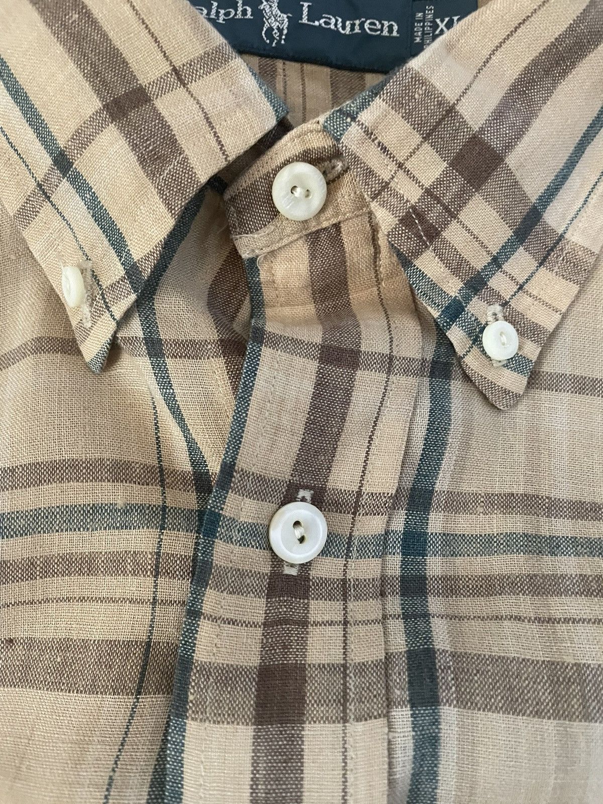 Polo Ralph Lauren × Vintage Plaid Print Linen Button Down Sport Shirt Size US XL / EU 56 / 4 - 3 Thumbnail