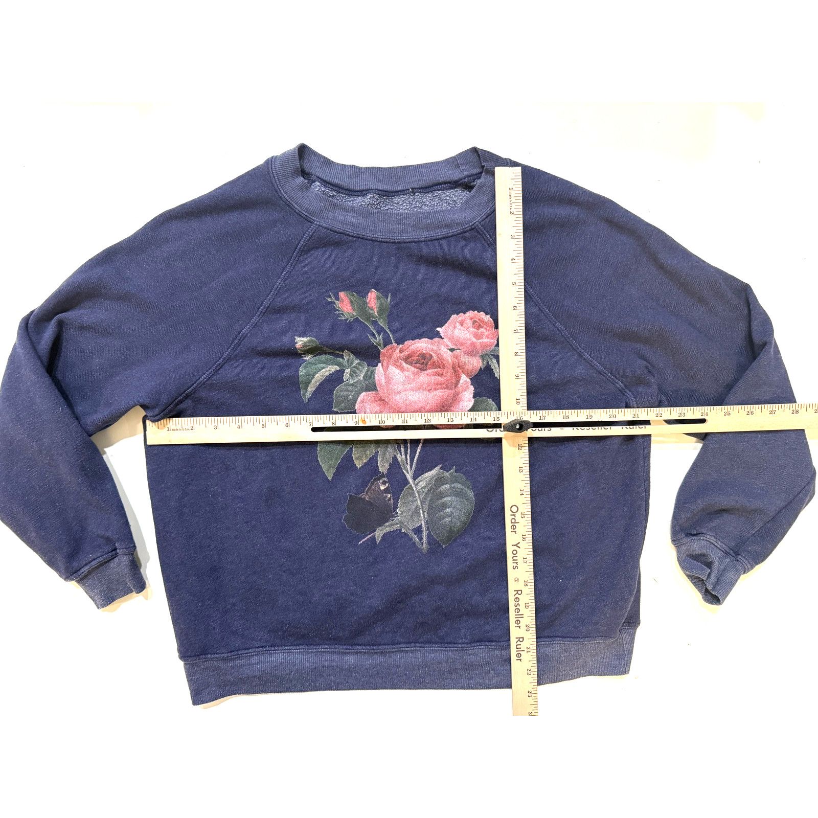 & Other Stories Vintage 70s 80s Floral Rose Sweatshirt Women Med Boxy Faded Size M / US 6-8 / IT 42-44 - 4 Thumbnail