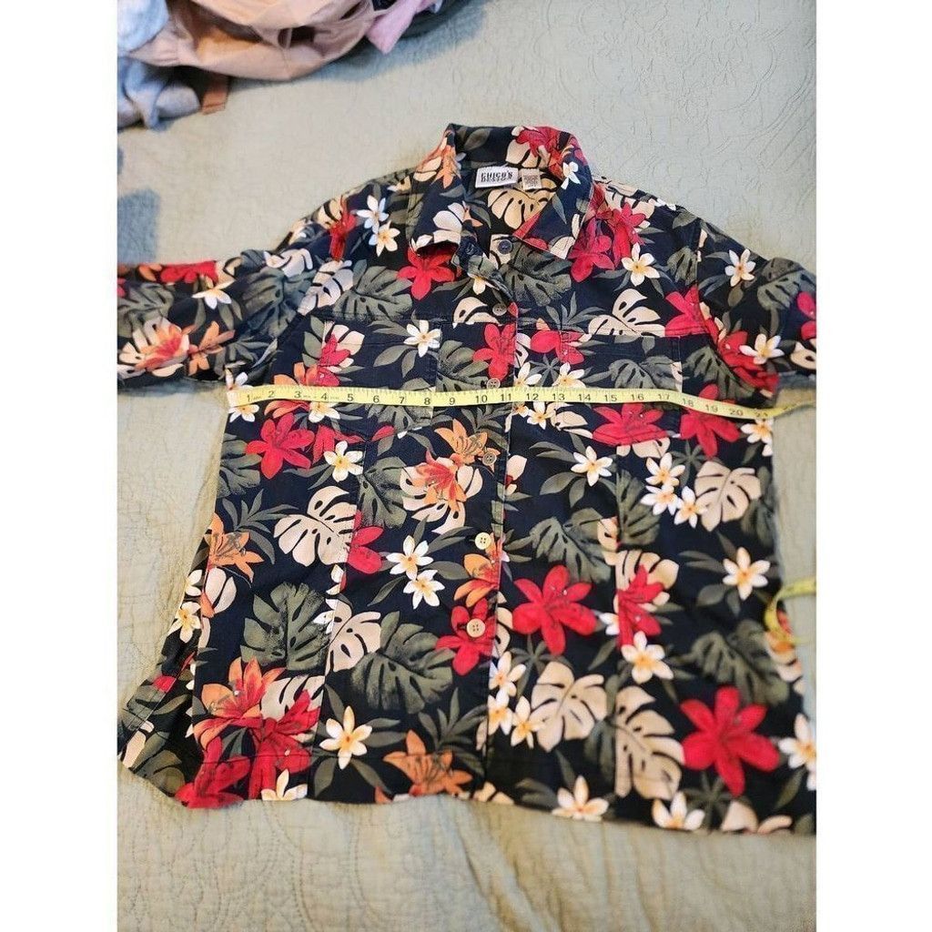 Chicos Chico's Floral Blouse Size L / US 10 / IT 46 - 4 Thumbnail