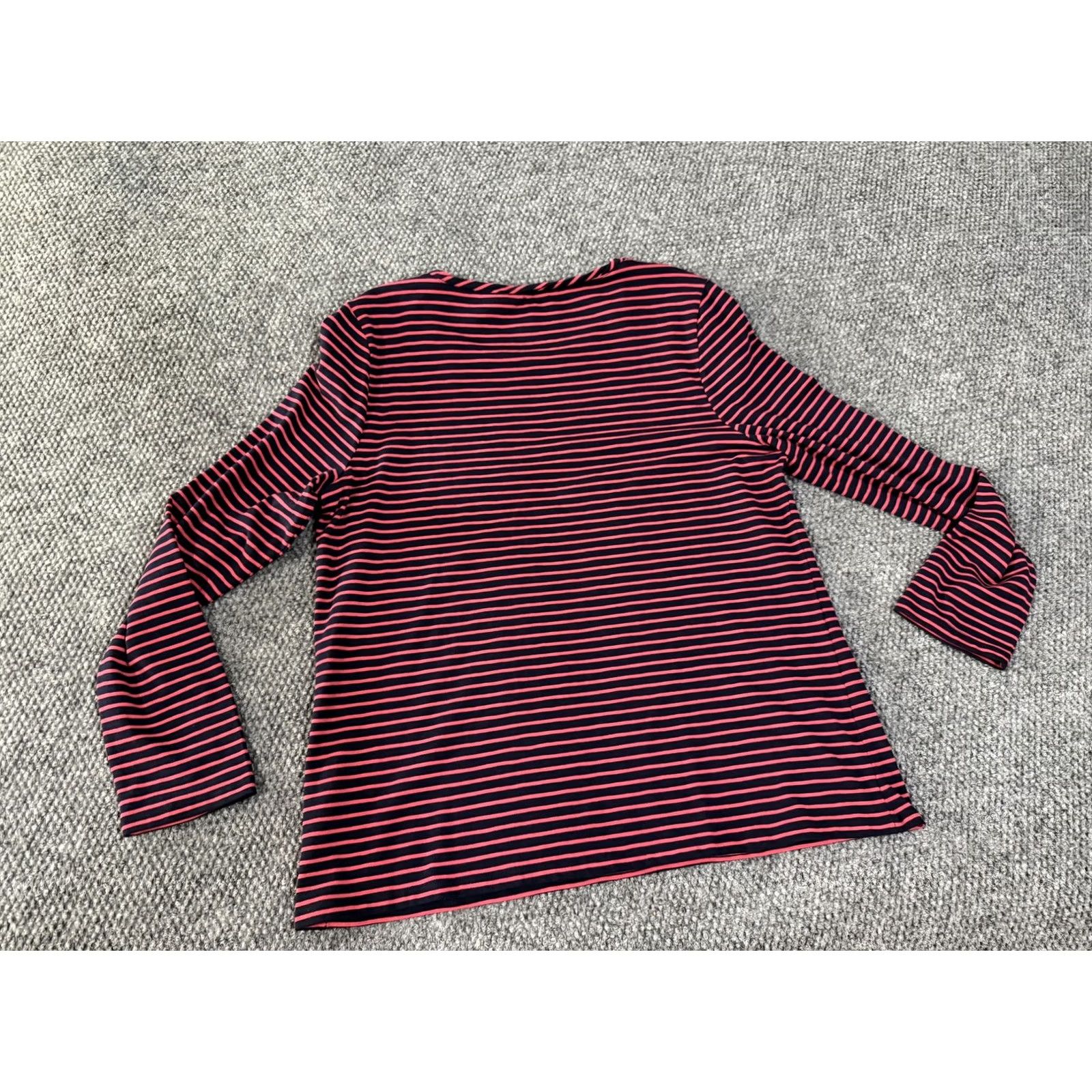 Talbots Talbots Shirt Womens L Blue Stripe Crew Neck Long Sleeve Stretch Tee Top Size L / US 10 / IT 46 - 5 Thumbnail