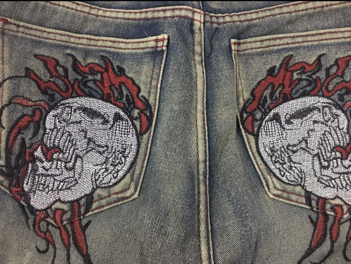 If Six Was Nine × Japanese Brand Grey Y2K baggy jeans with gothic ornaments Size US 34 / EU 50 - 4 Thumbnail