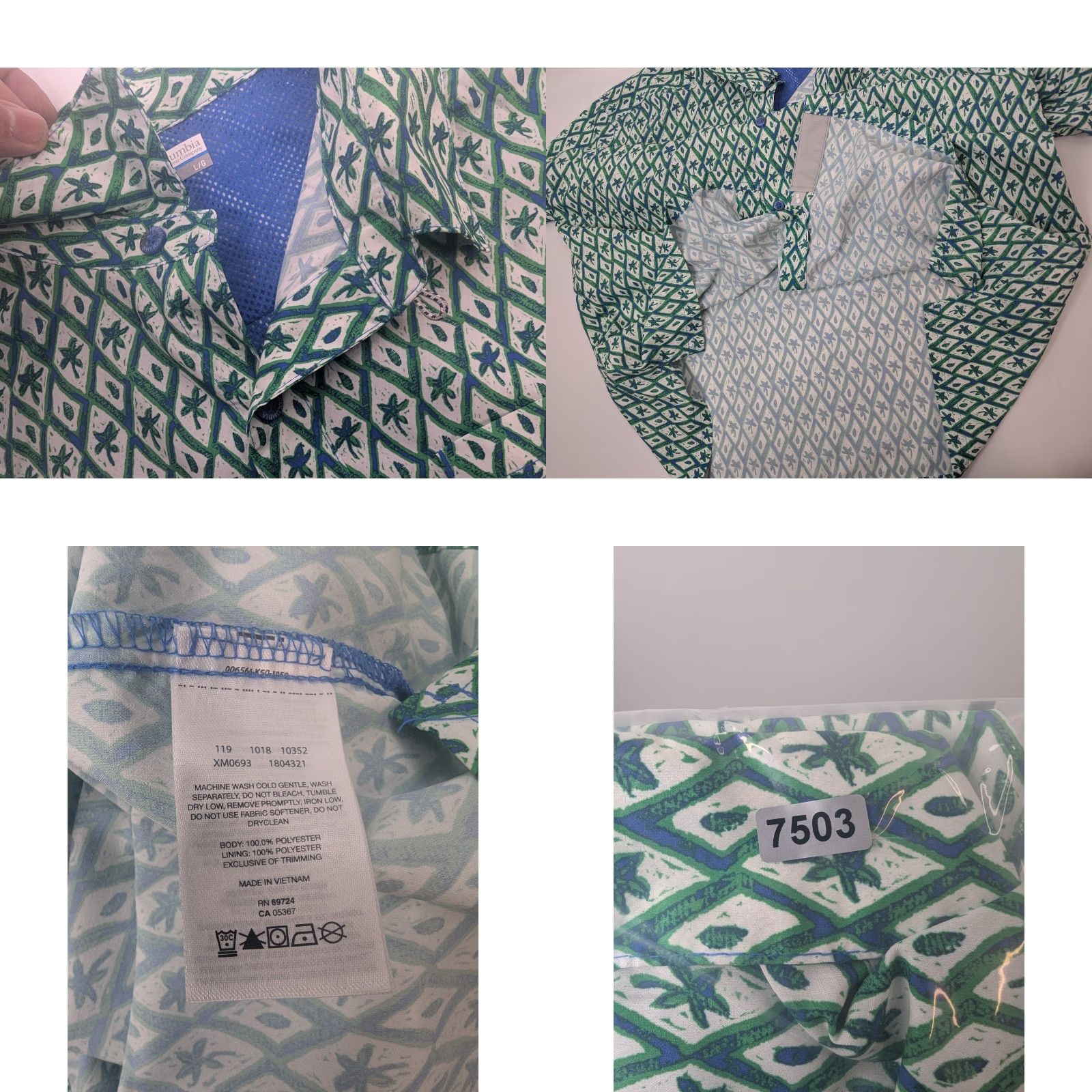 Vintage Columbia PFG Short Sleeve Shirt Mens Large Green Blue Outdoor Fishing Button Up Size US L / EU 52-54 / 3 - 8 Thumbnail