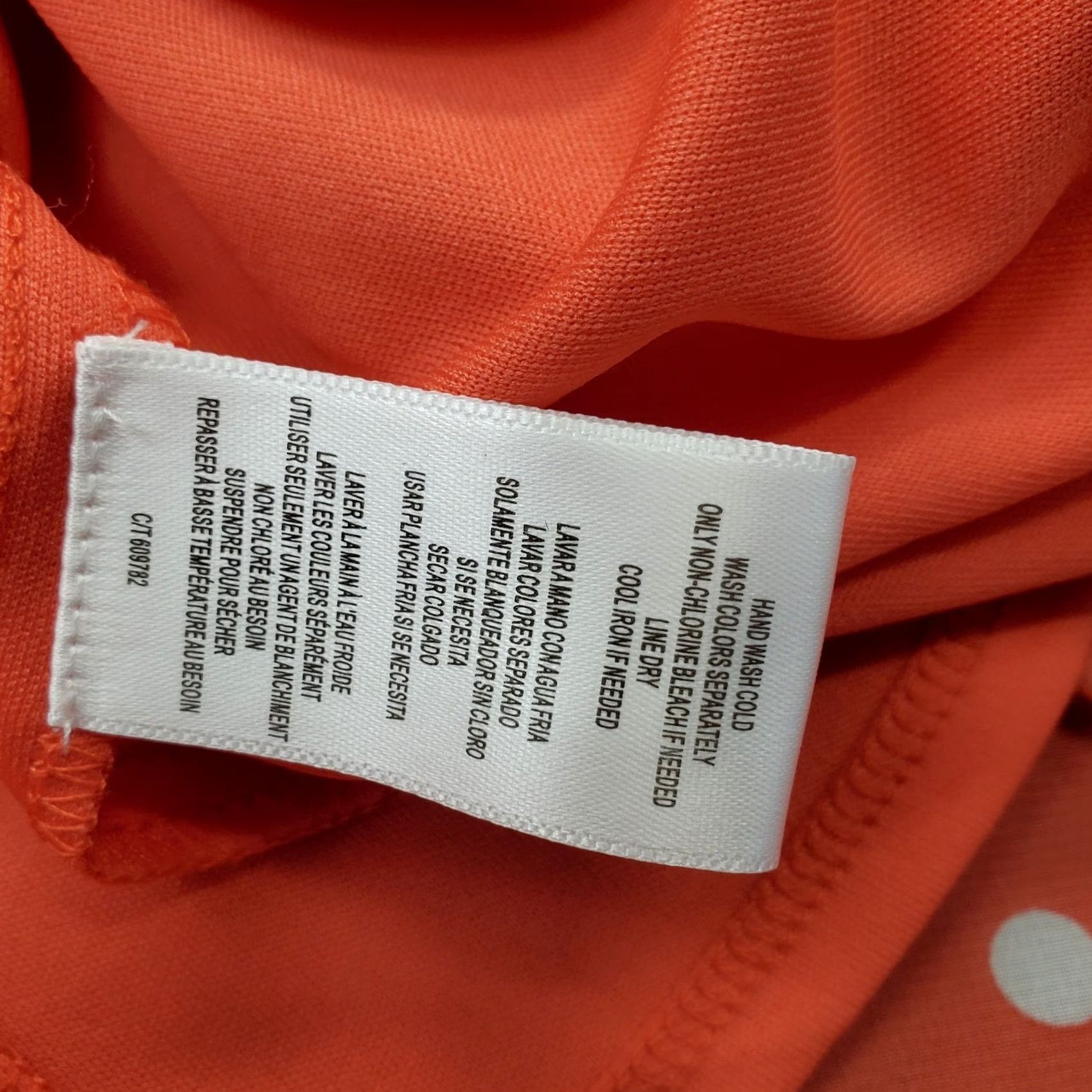 Vintage Danny & Nicole Womens Dress 16 Orange White Polka Dot Smocked Waist Midi Short Sleeve Flutter Sleeve V-Neck Dress Size XXL / US 16-18 / IT 52-54 - 5 Thumbnail