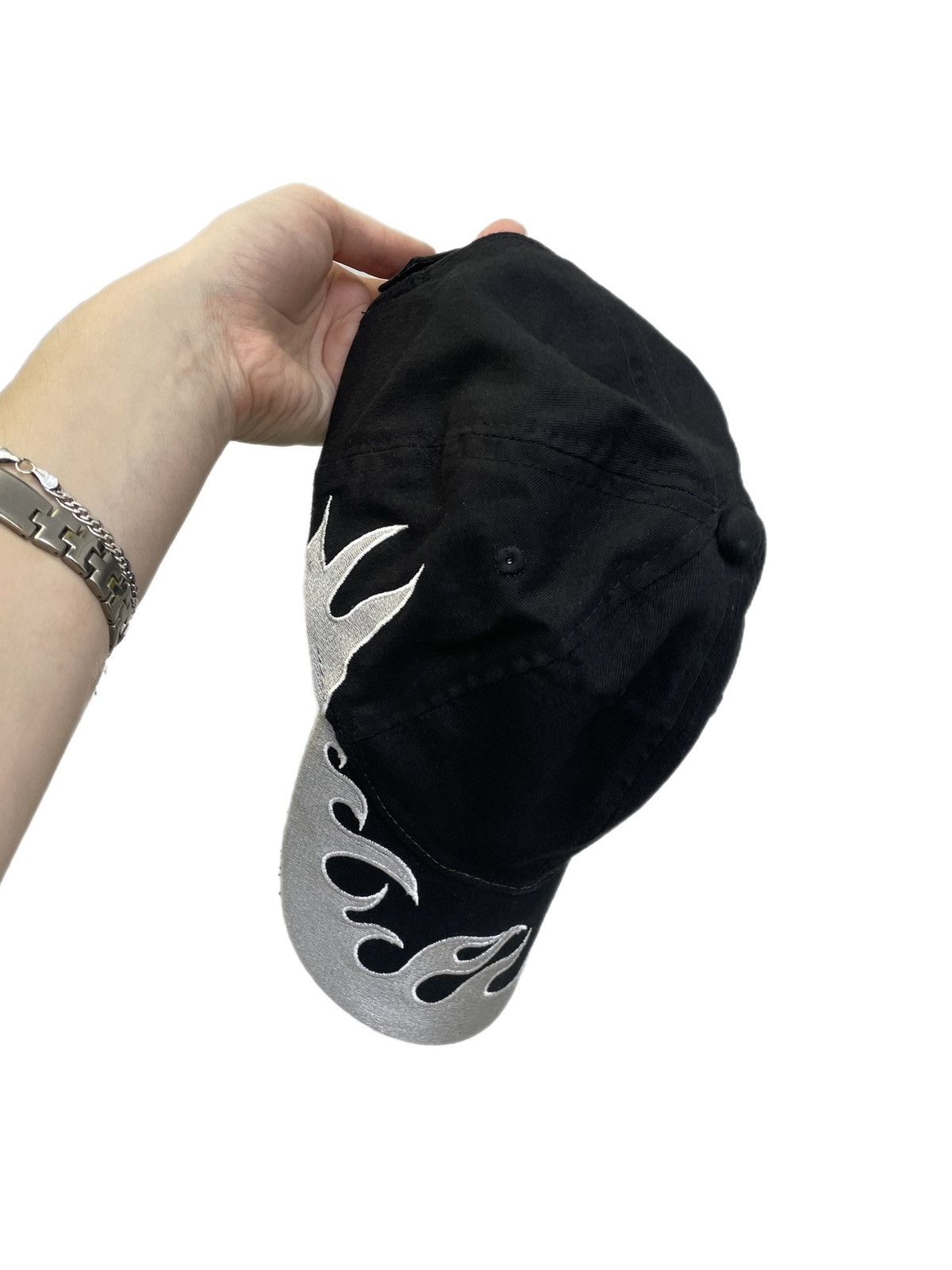 Japanese Brand Vintage black flame embroidered cap Y2K yeezy style Size ONE SIZE - 6 Thumbnail