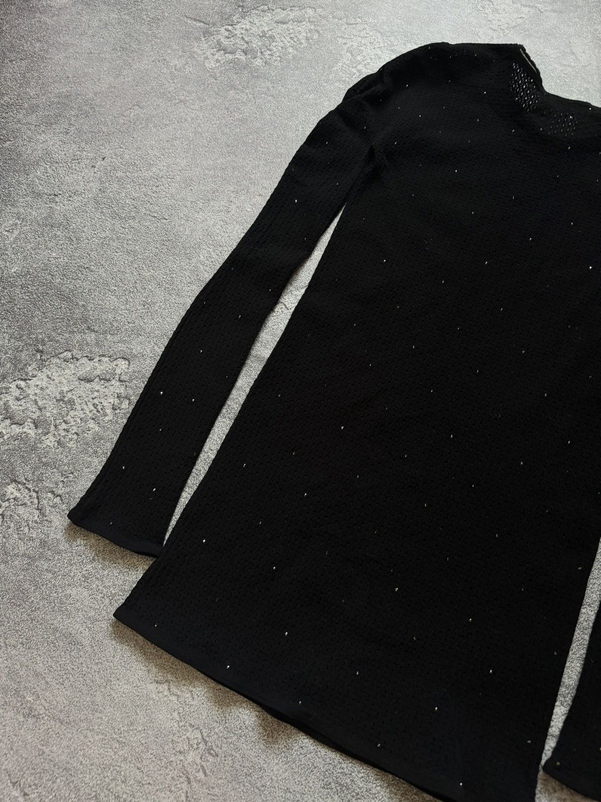 Designer × Wolford Wolford L mini mesh dress black long sleeve rhinestones Size L / US 10 / IT 46 - 13 Thumbnail