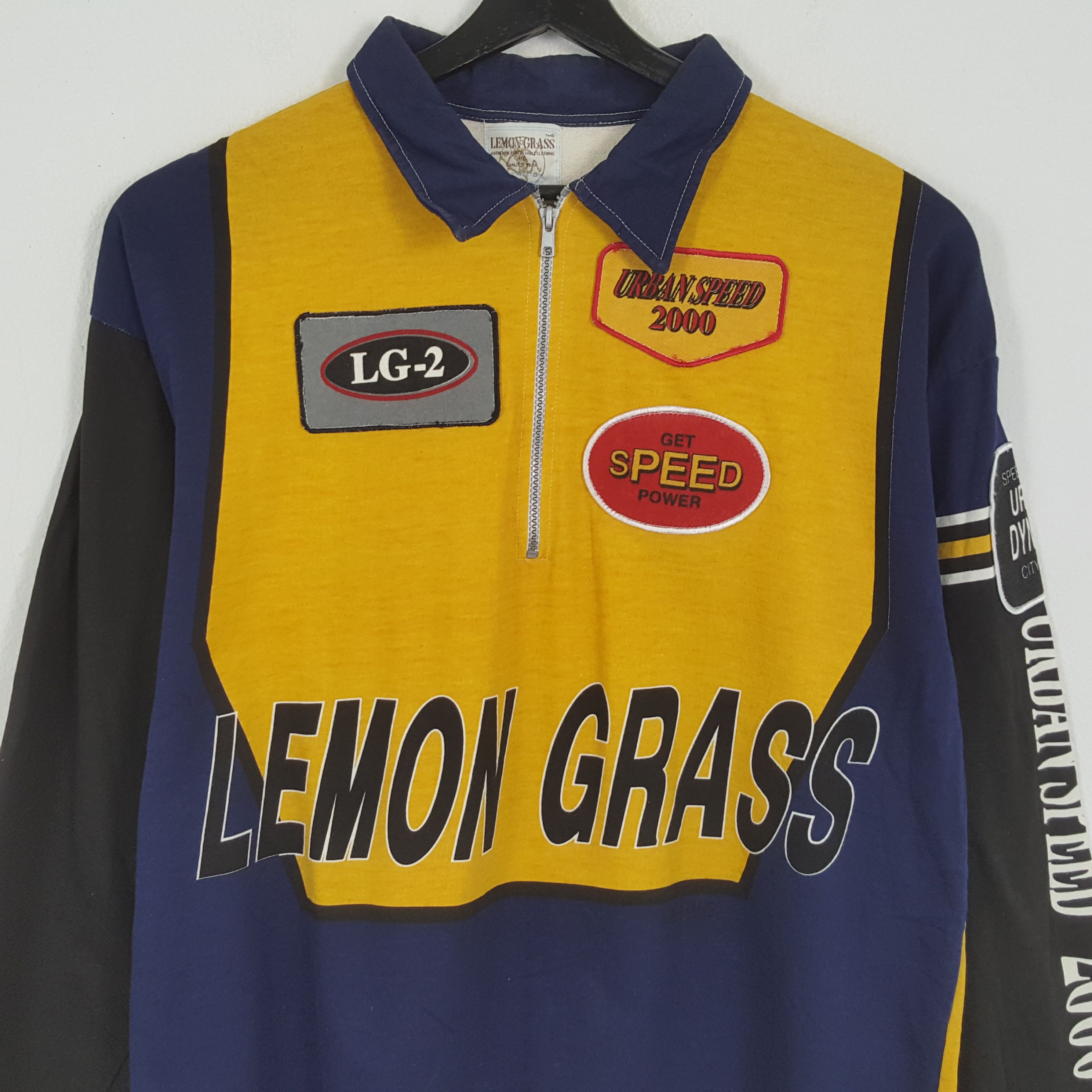 Vintage LEMON GRASS Speed Nice Design Half Zipper Sweatshirt Size US XL / EU 56 / 4 - 2 Thumbnail