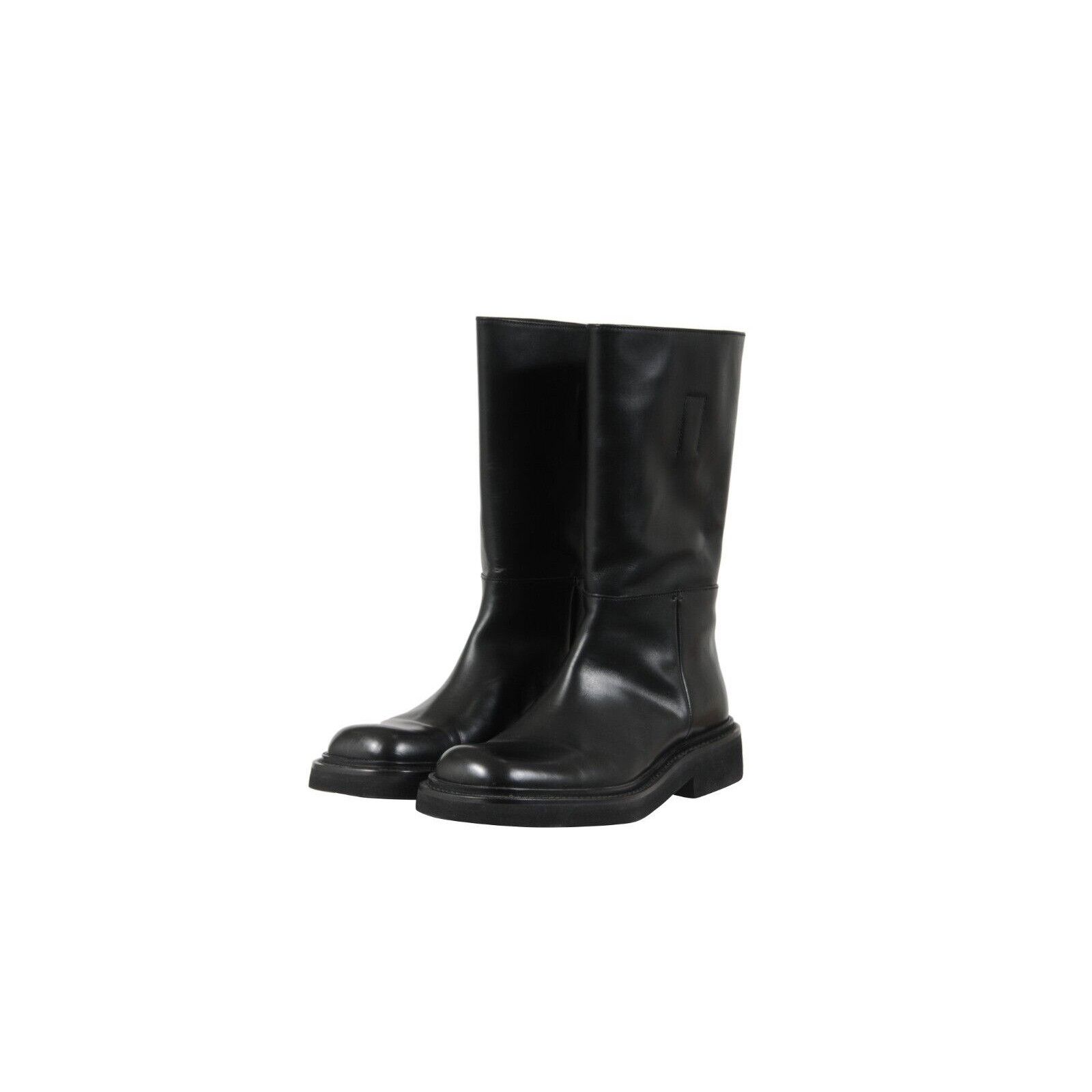 Prada Chunky Square Toe Boots Black Leather - 02104 Size US 7.5 / EU 40-41 - 3 Thumbnail