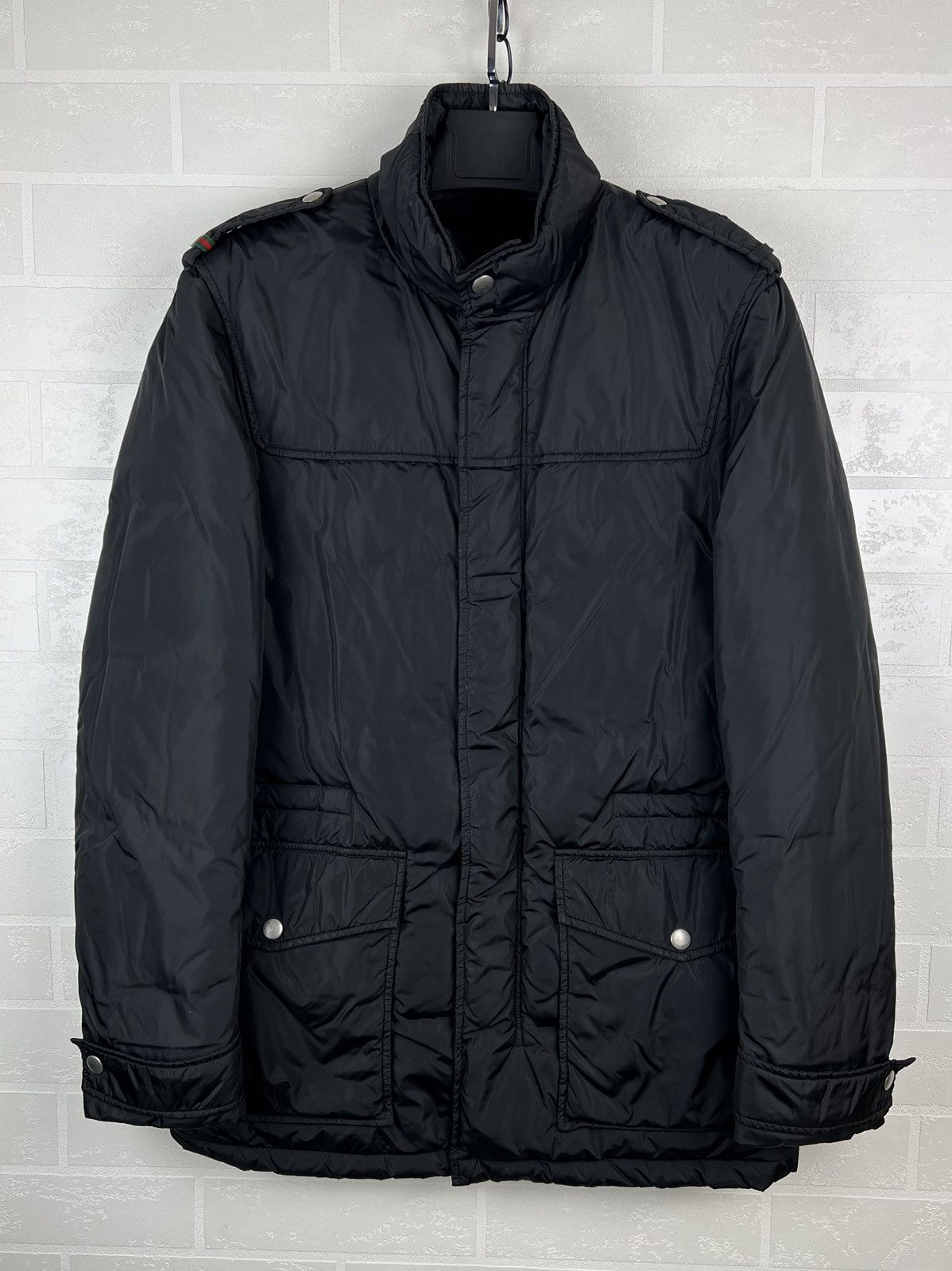 Gucci GUCCI Down Puffer Jacket Web Stripe by Tom Ford Black Men's Size US L / EU 52-54 / 3 - 1 Thumbnail