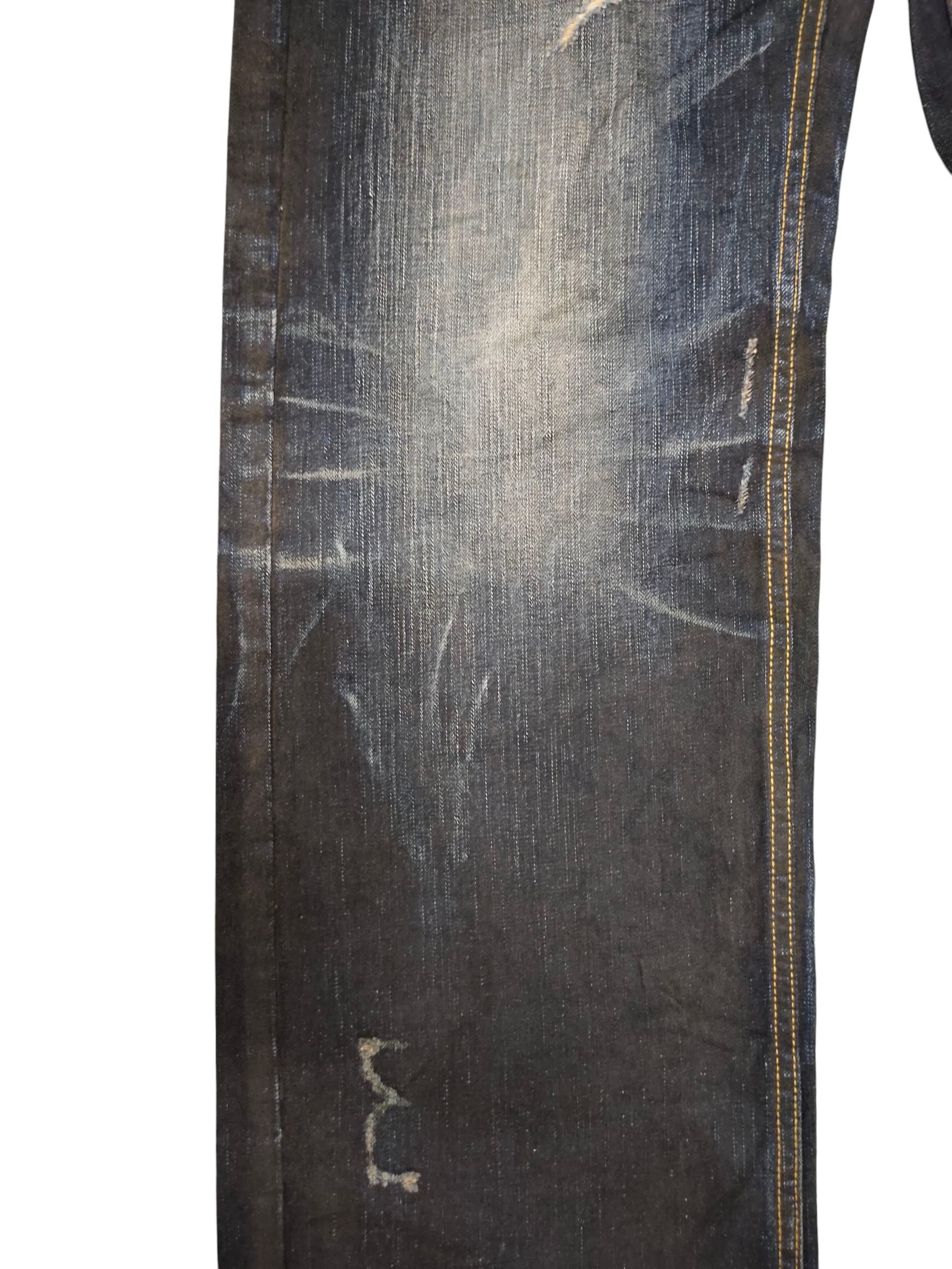 Number (N)ine × Undercover Vintage Boarder Japan Waxed Clawmark Distress Jeans Size US 34 / EU 50 - 4 Thumbnail