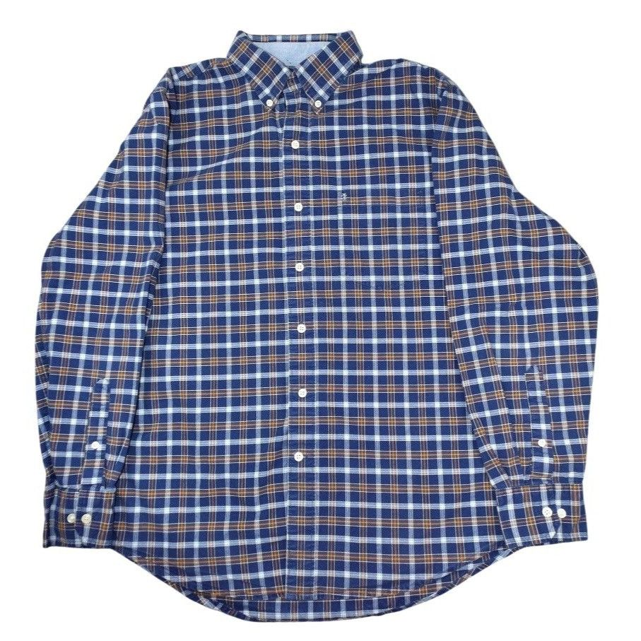 Izod IZOD Mens Blue Plaid Shirt Brown White Long Sleeve Cotton Si Size US M / EU 48-50 / 2 - 1 Thumbnail