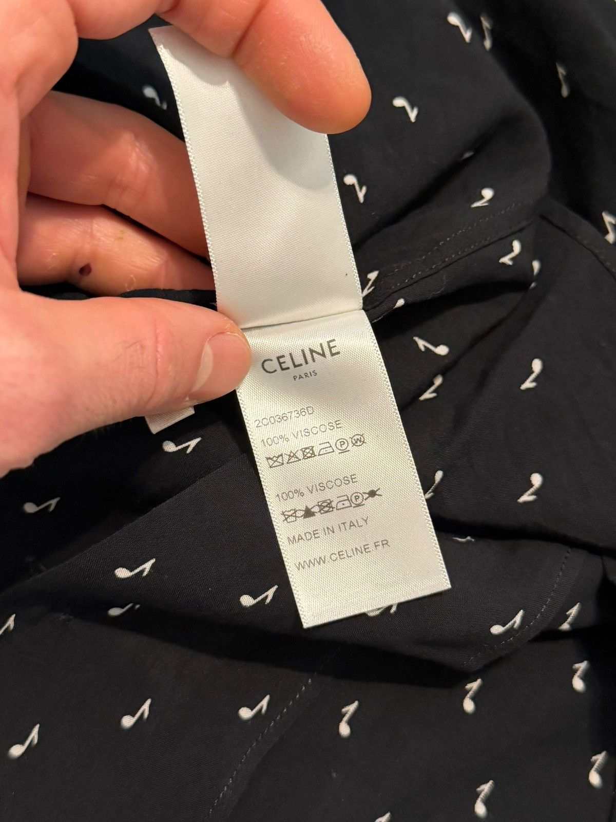 Celine *RARE* Hedi SS19 Music Note Viscose Shirt Size US M / EU 48-50 / 2 - 6 Thumbnail