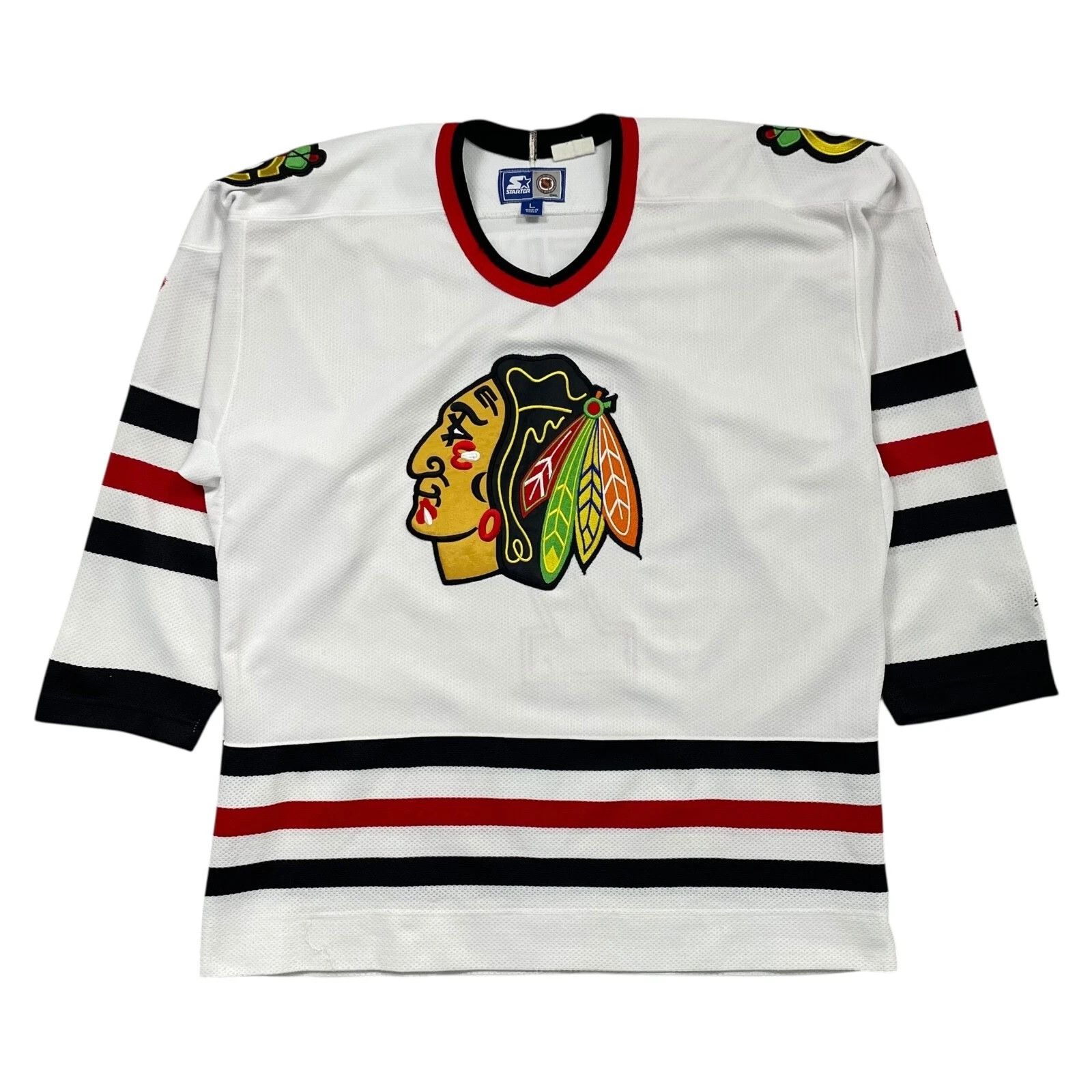NHL × Starter × Vintage CHICAGO BLACKHAWKS CHRIS CHELIOS #7 STARTER HOCKEY JERSEY L Size US L / EU 52-54 / 3 - 2 Thumbnail