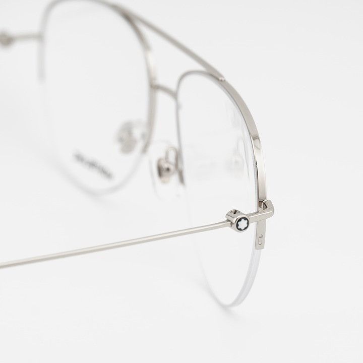 Montblanc Montblanc MB0077O 003 Eyeglasses Silver 57mm Aviator Frame Size ONE SIZE - 6 Thumbnail