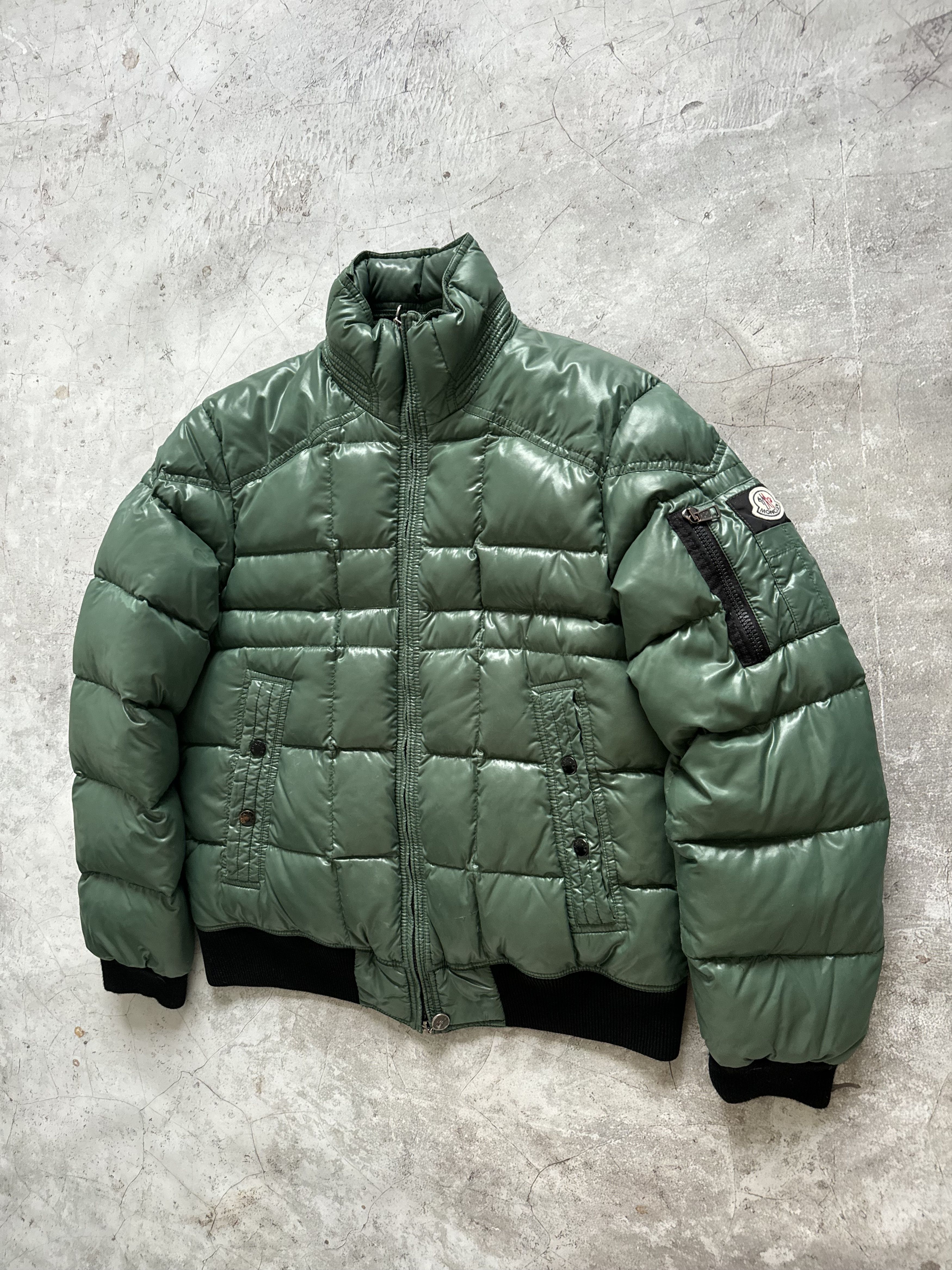 Pre-owned Moncler Auburn Puffer Jacket Coat Bomber In Green