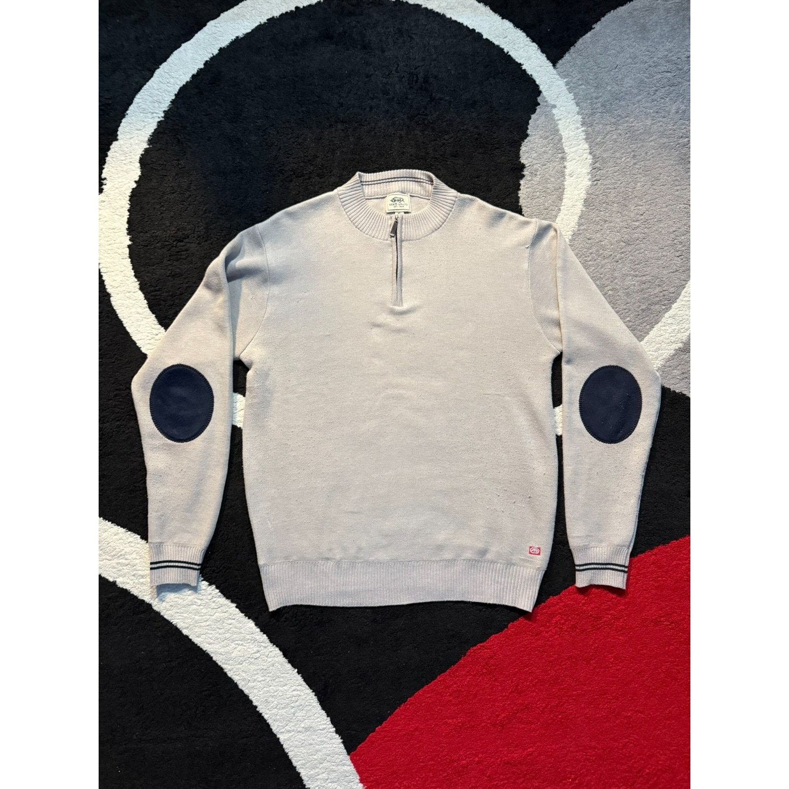 Ecko Unltd. Ecko Unltd Sweater XL Elbow Patch Quarter Zip Pullover Grey Size US XL / EU 56 / 4 - 1 Thumbnail