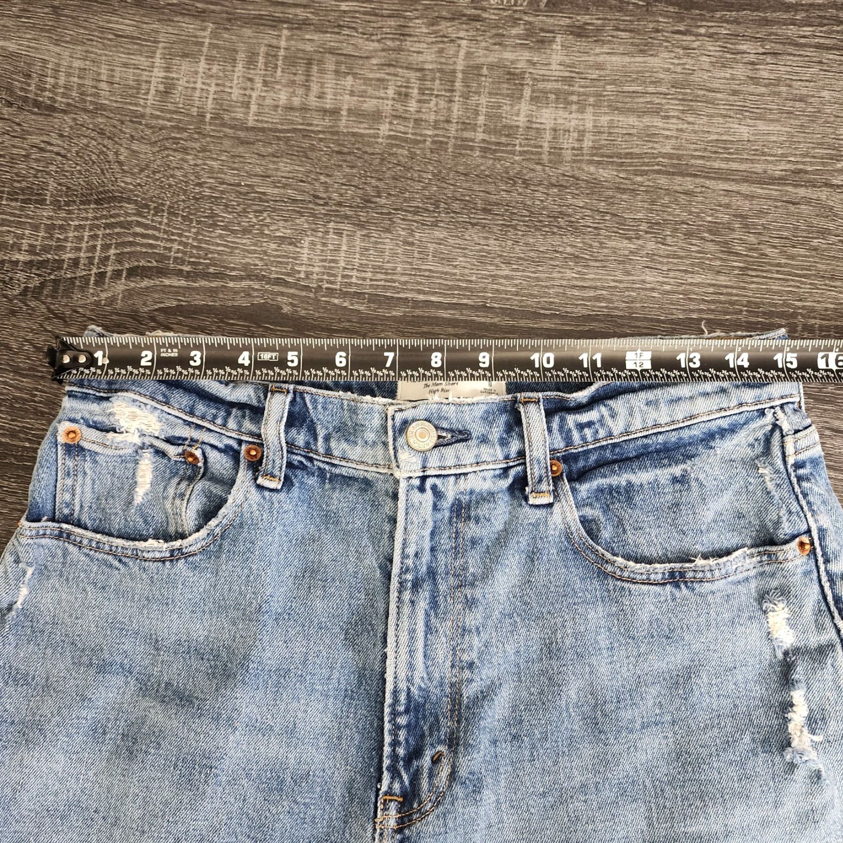Abercrombie & Fitch Abercrombie Fitch Mom Shorts Womens 29 Blue Distressed Cut Off Curve Love Denim Size 29" - 7 Thumbnail