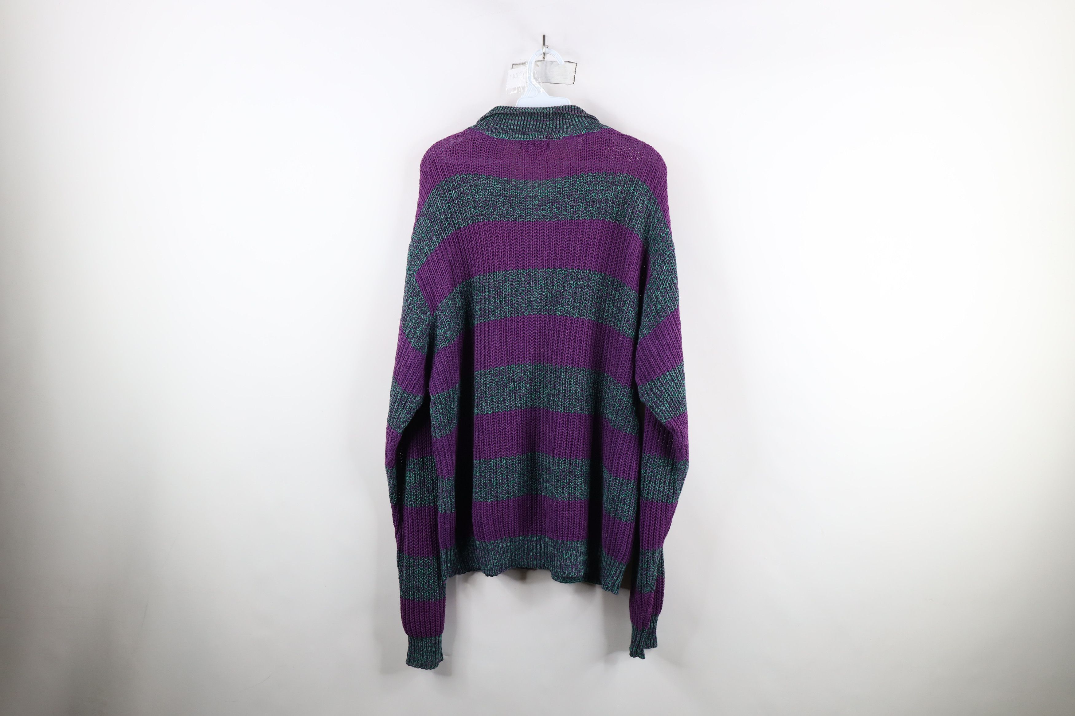 Vintage Vintage 90s Streetwear Block Ribbed Knit Collared Sweater Size US L / EU 52-54 / 3 - 11 Thumbnail