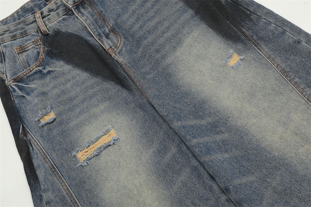 Jean Graffiti Spliced Denim Pants Men's Ripped Size US 29 - 3 Thumbnail