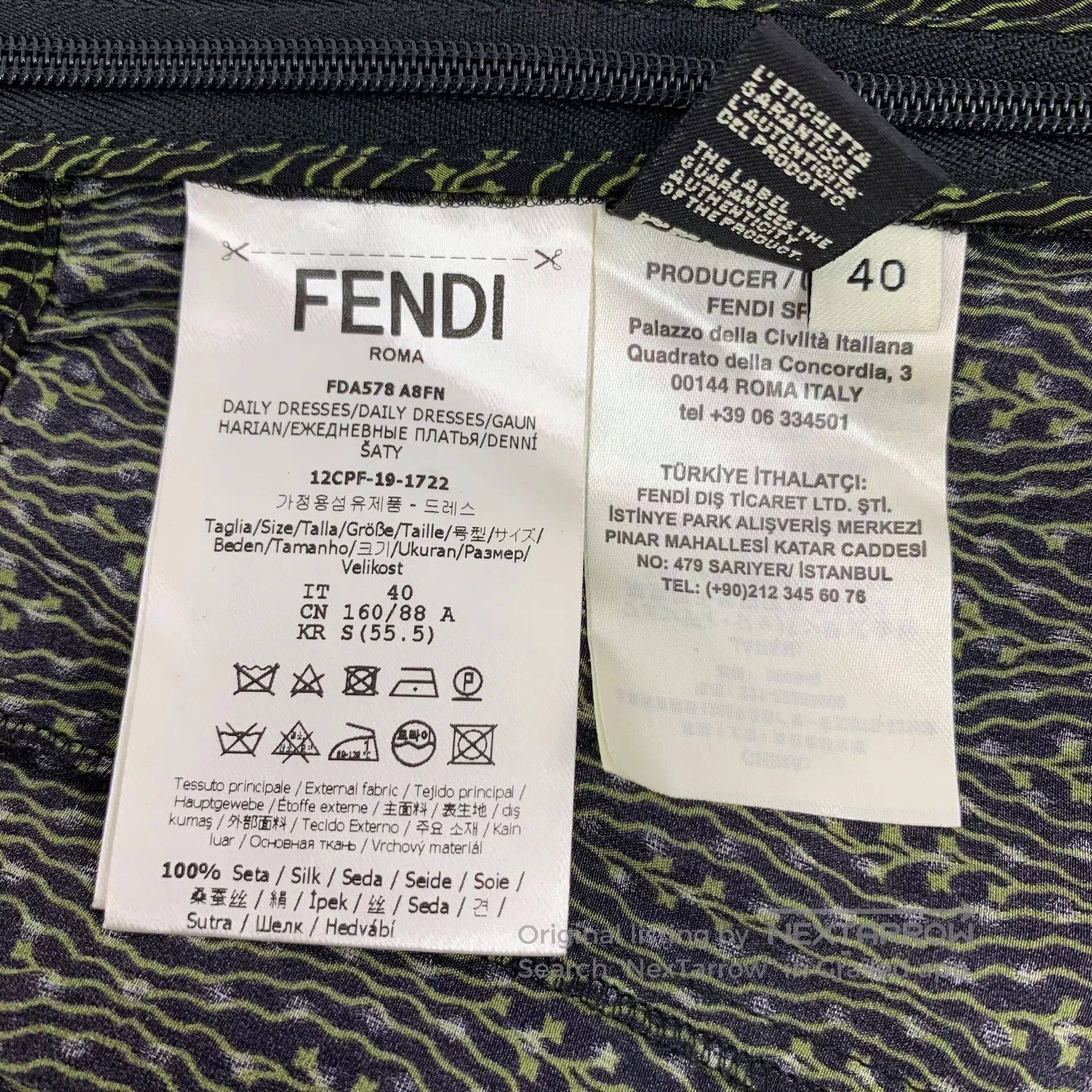 Fendi FENDI Moss green floral printed mulberry silk round neck l Size S / US 4 / IT 40 - 5 Thumbnail