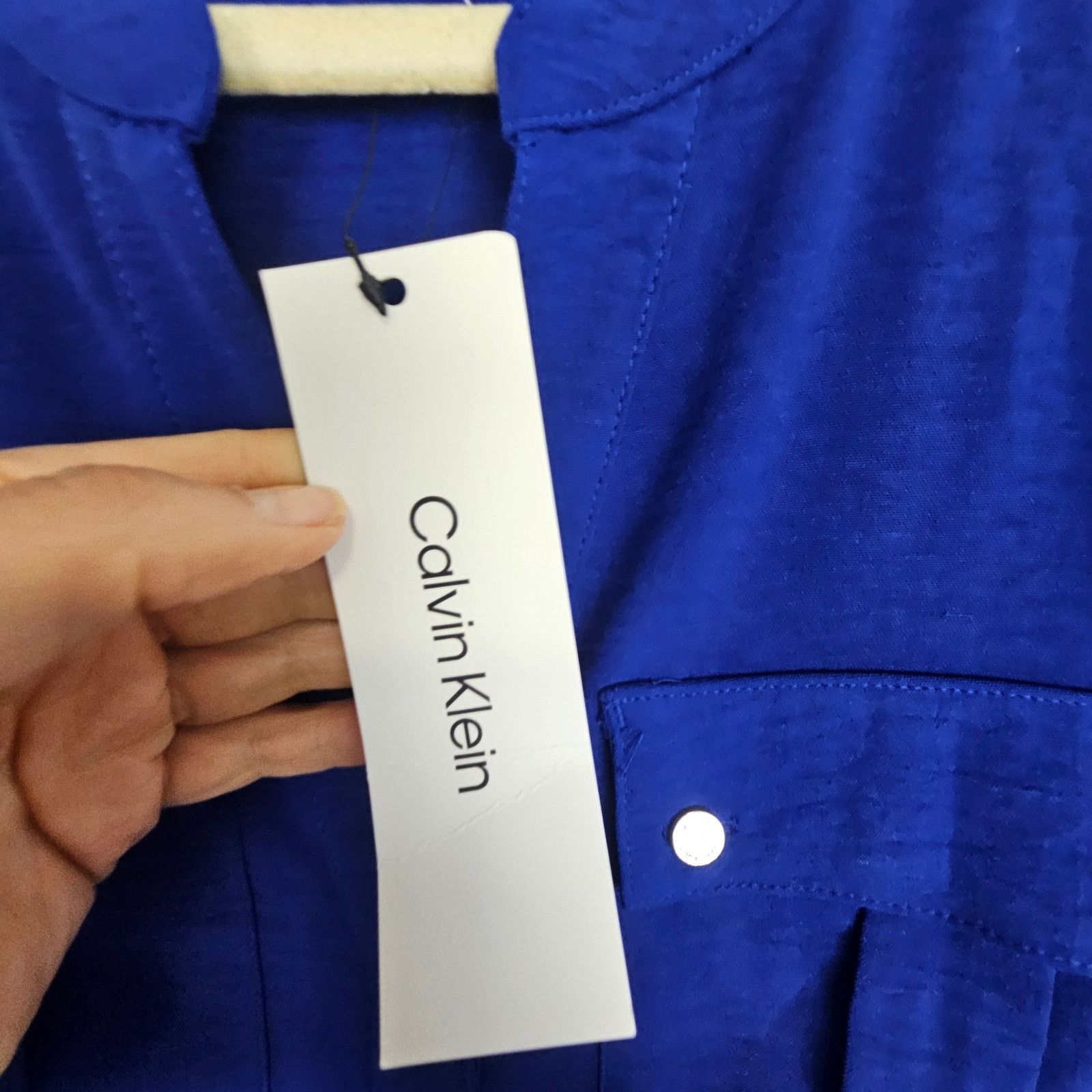 Calvin Klein Calvin Klein Womens Cobalt Blue Button Front Blouse S Career Size S / US 4 / IT 40 - 7 Thumbnail