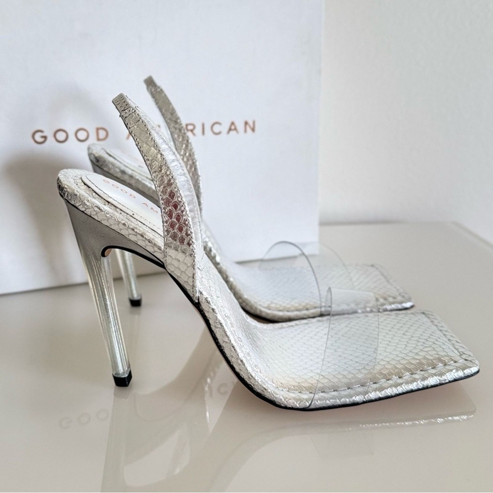 Good American New! Good American Silver Heels, Size 9 Size US 9 / IT 39 - 3 Thumbnail