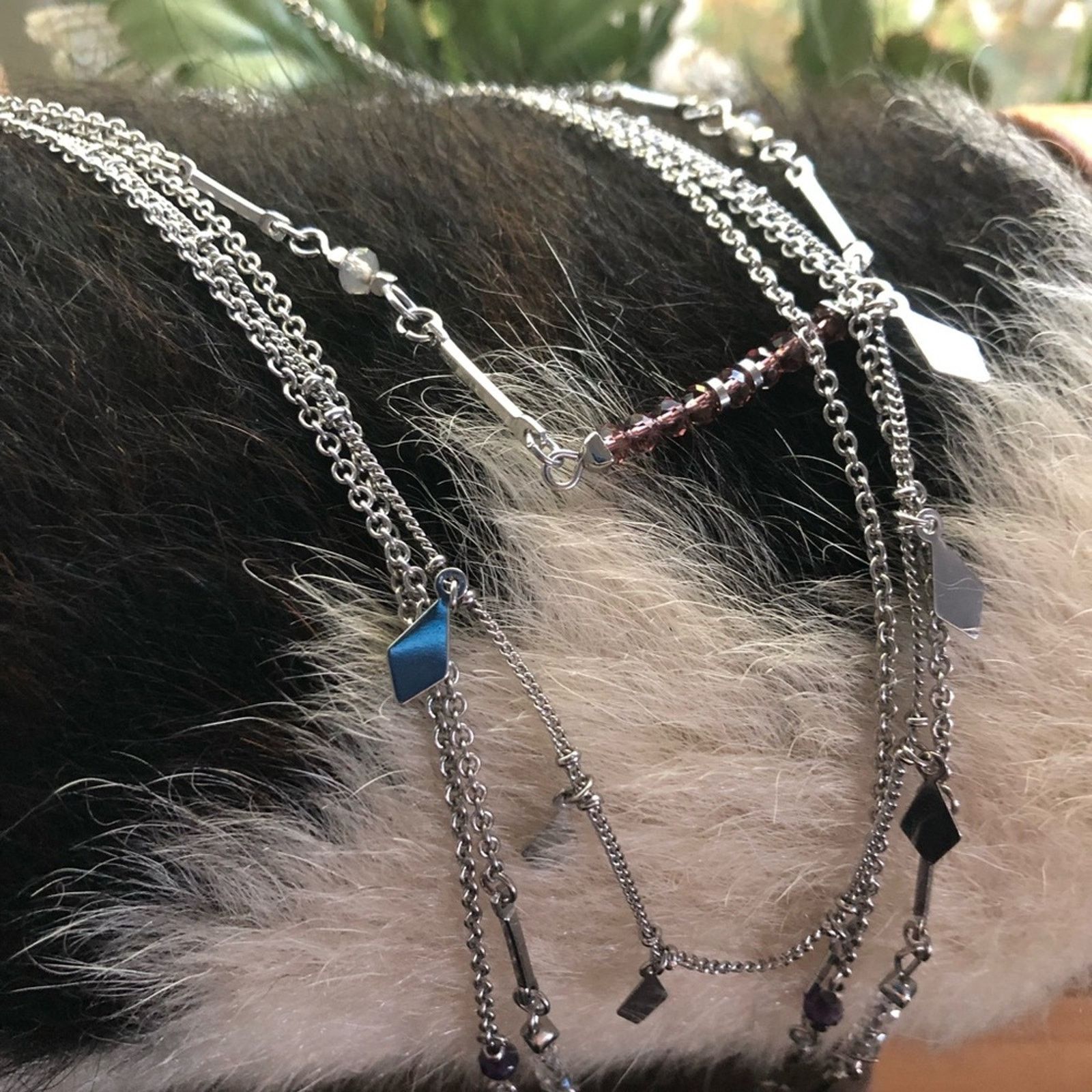 Jewelry Quad strand silver plated chain bead accent necklace Size ONE SIZE - 4 Thumbnail