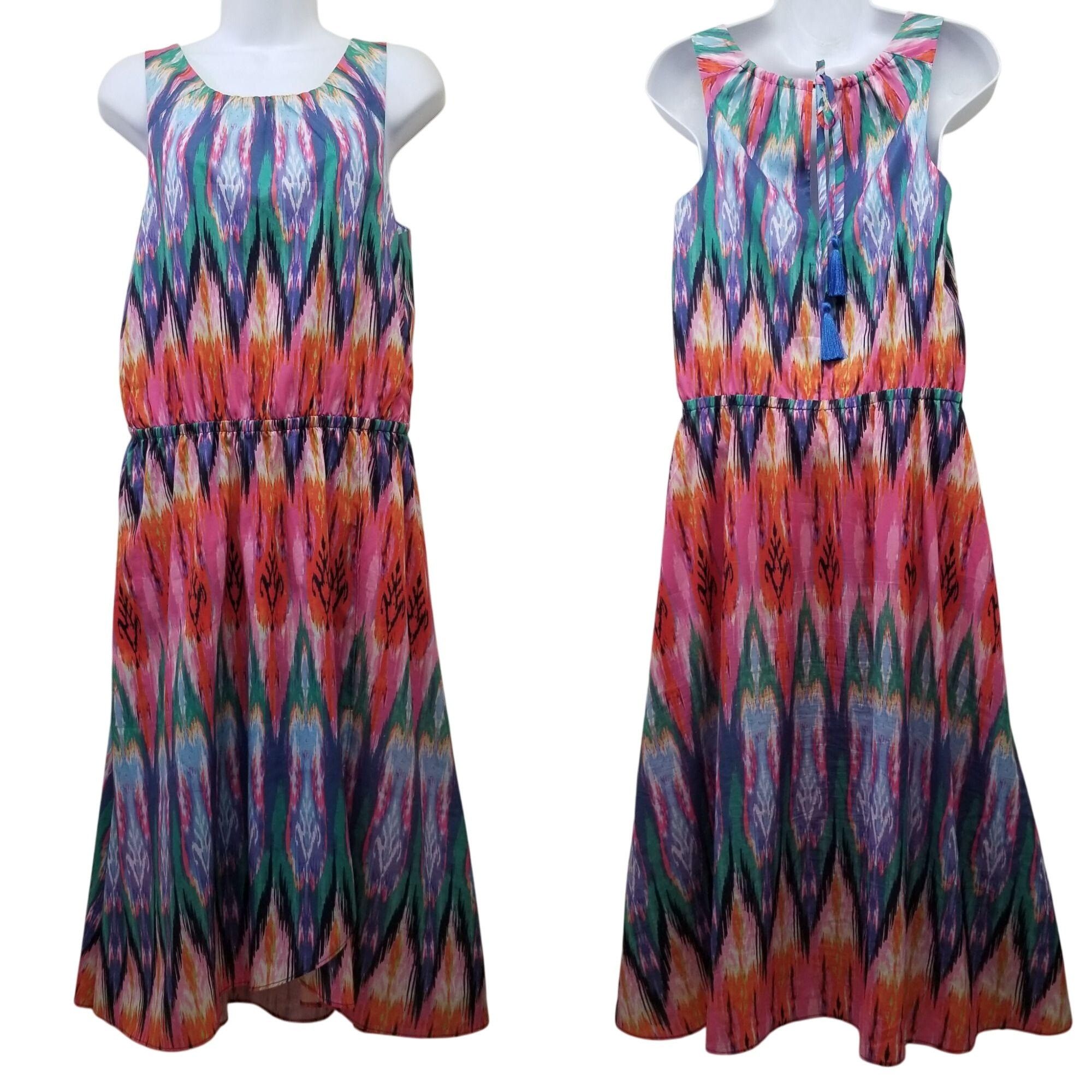 Athleta Athleta M Artsy Dress Tassels Sleeveless Ikat Martinique Ath Size M / US 6-8 / IT 42-44 - 2 Thumbnail