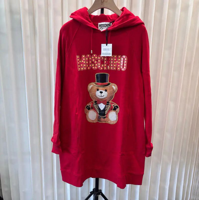 Moschino Moschino Red Cotton Women's Hoodie with Bear Design 0089 Size XXL / US 16-18 / IT 52-54 - 1 Thumbnail