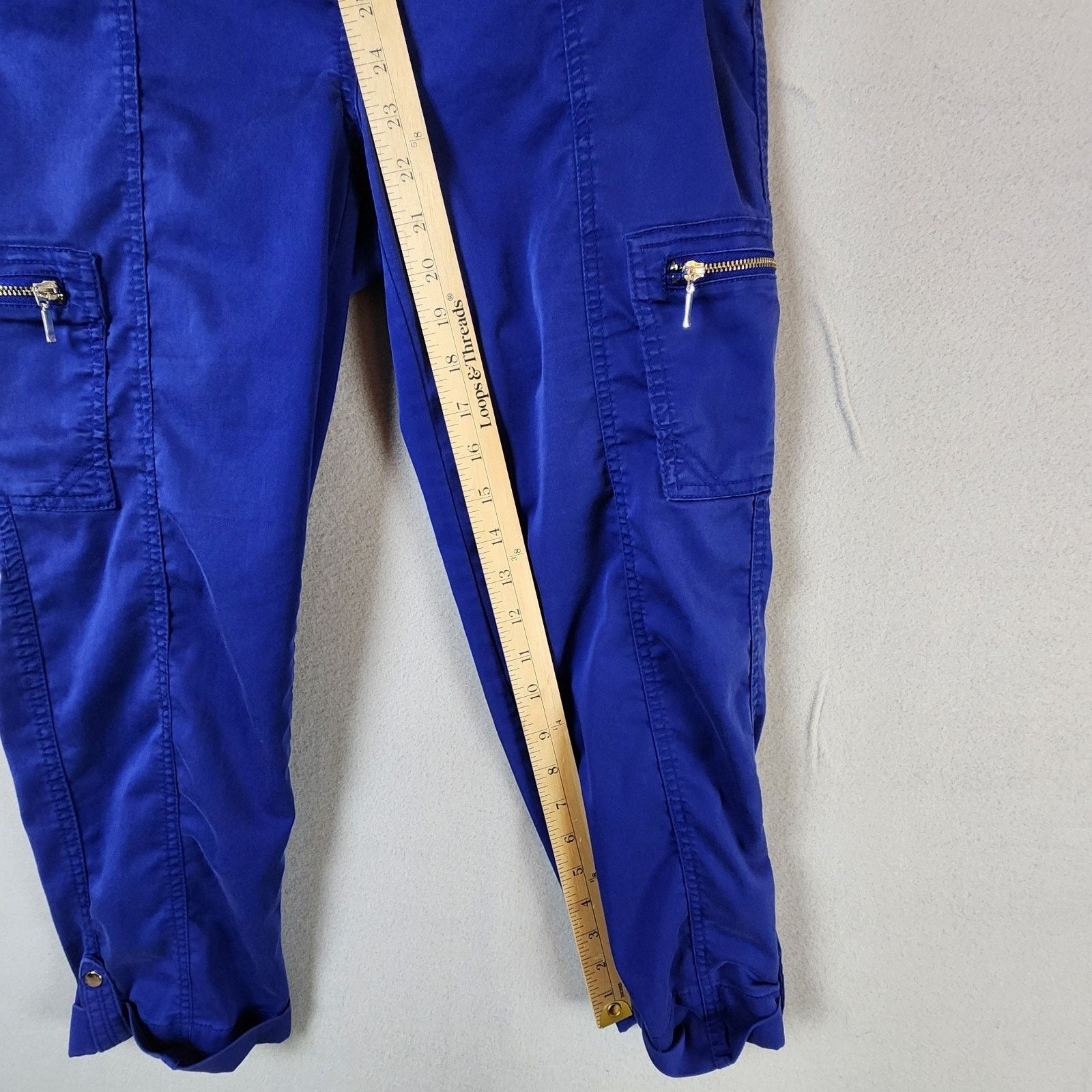 Chicos Chico’s Cargo Capri Pants Women Size 4 Blue Cotton Blend Size 27" / US 4 / IT 40 - 7 Thumbnail