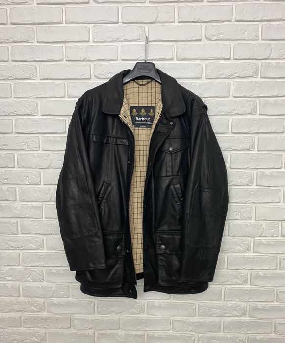 Barbour bushman leather sale jacket