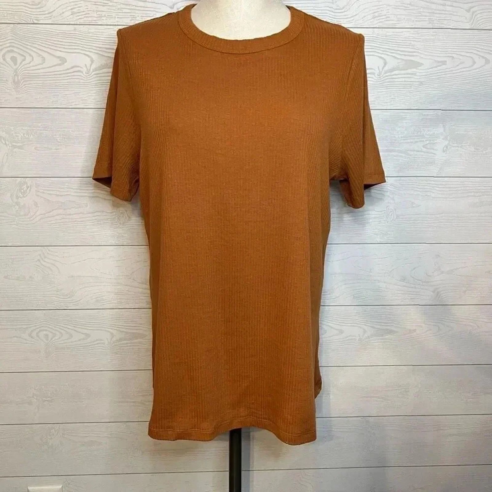 Other AVA & VIV brown ribbed short sleeve top Size 14W Size XL / US 12-14 / IT 48-50 - 1 Thumbnail
