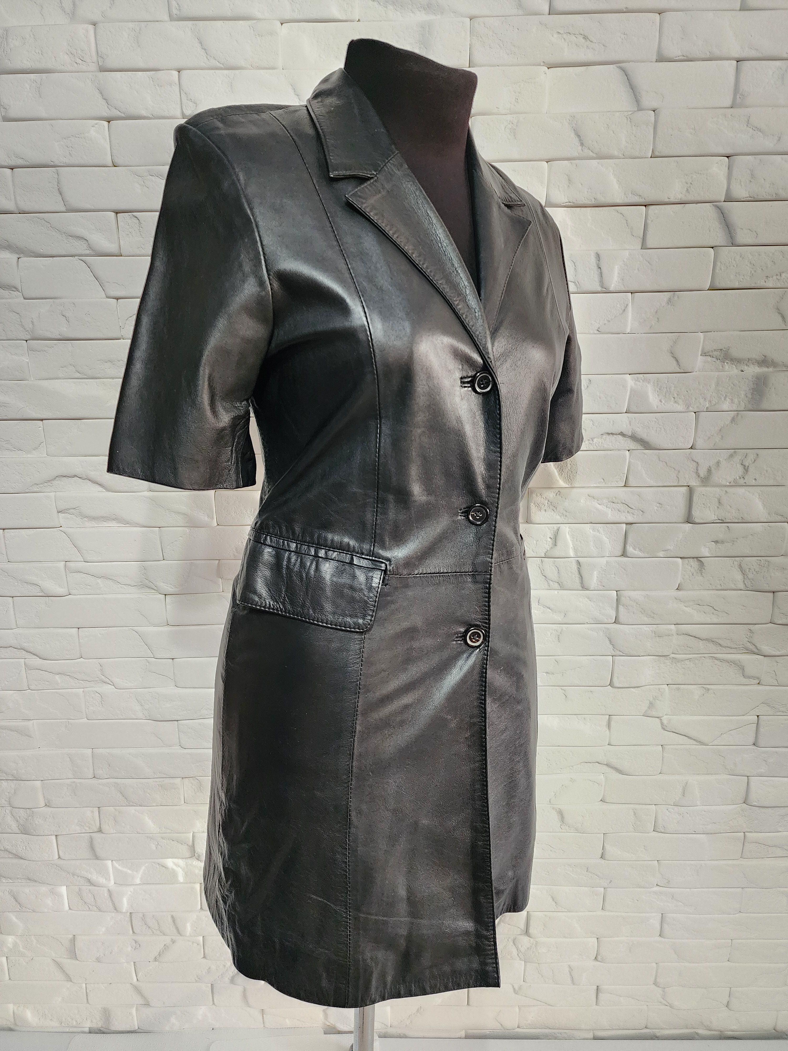 Genuine Leather Stylish long women's leather jacket. Size M / US 6-8 / IT 42-44 - 3 Thumbnail
