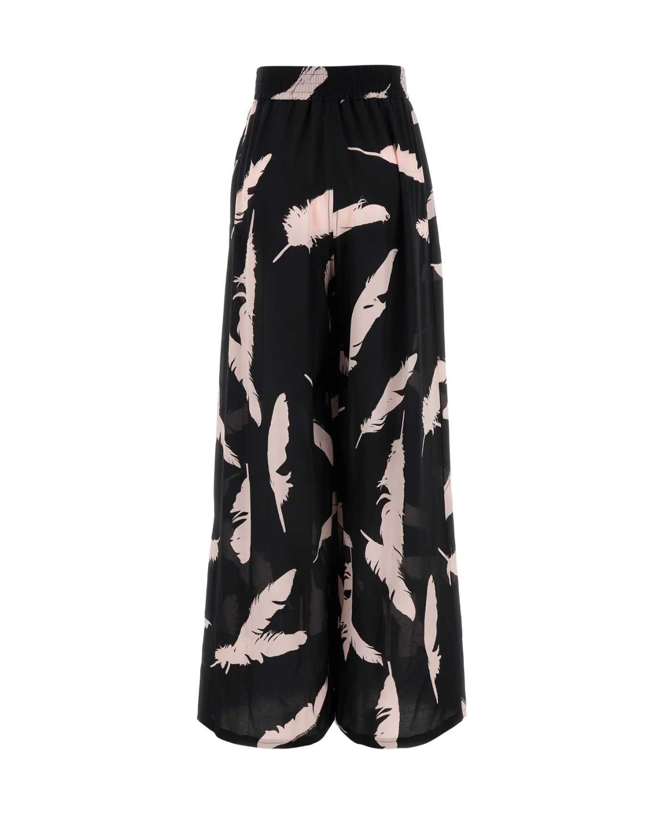 o1srvl11e0326 Printed Crepe Pyjama Pant in Black/Ivory