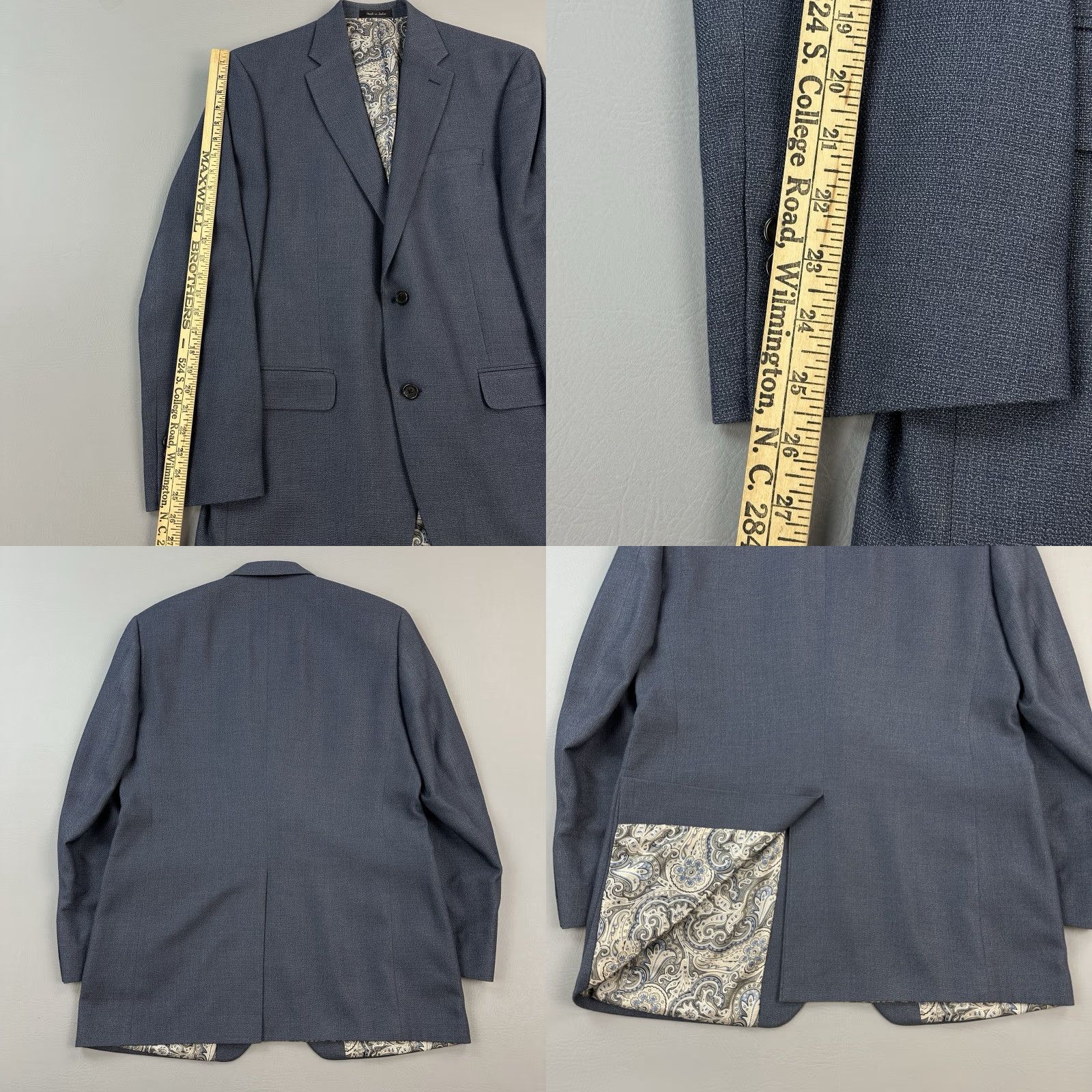 Ralph Lauren Lauren Ralph Lauren Blazer Mens 42L Blue Gray Sport Coat Jacket Paisley Lined Size 42R - 8 Thumbnail