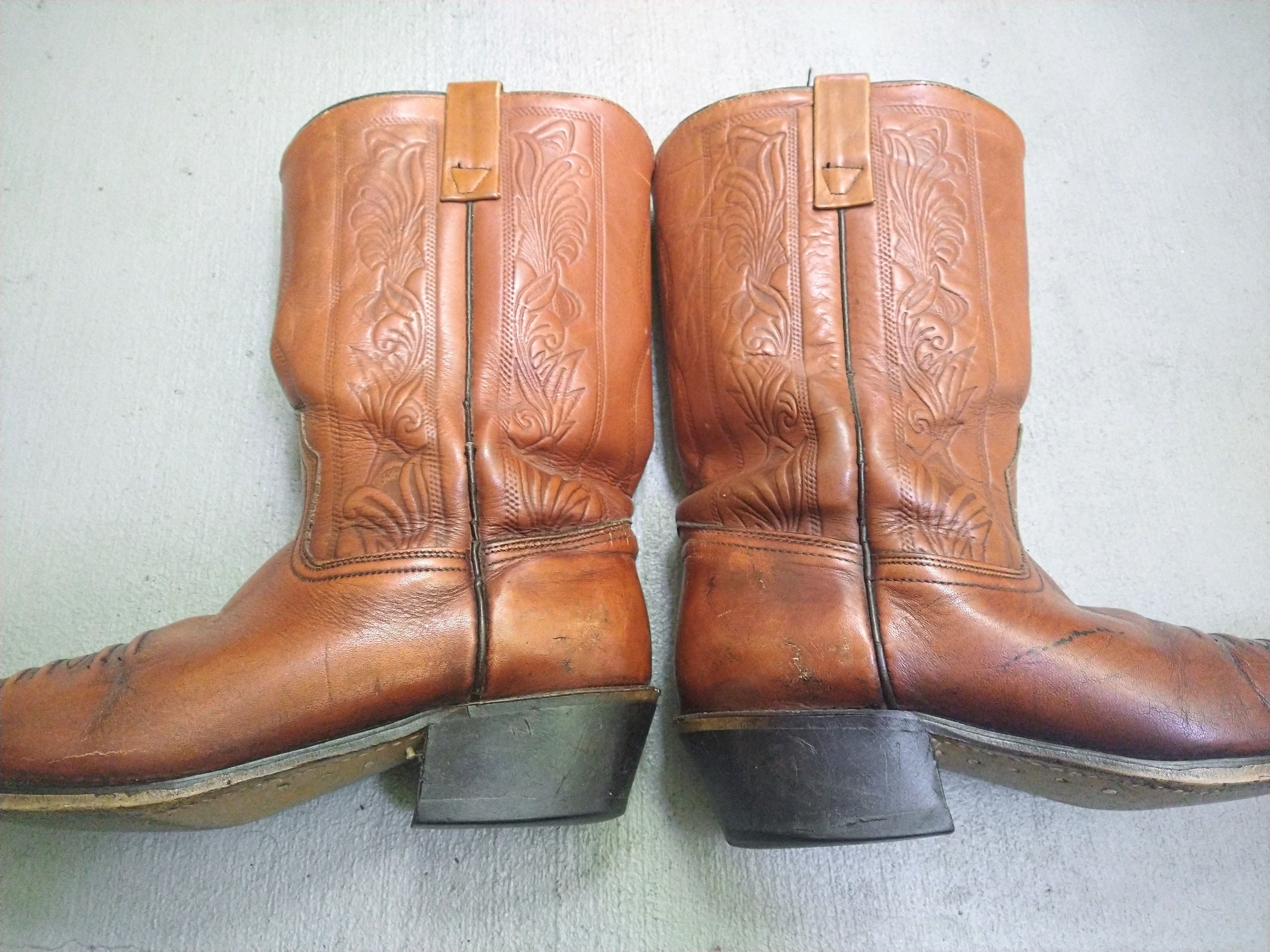 Genuine Leather Acme Cowboy Boots Size 9.5 Brown Leather Western Botas Size US 9.5 / EU 42-43 - 11 Thumbnail