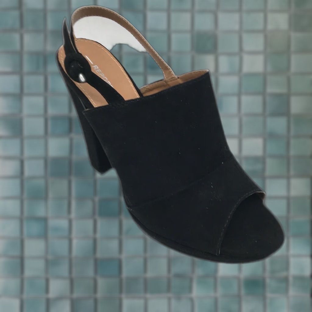 Vintage Vintage Report Lacey Women's Slingback Heels Peep Toe Suede Black Size 8.5 Size US 8.5 / IT 38.5 - 1 Thumbnail