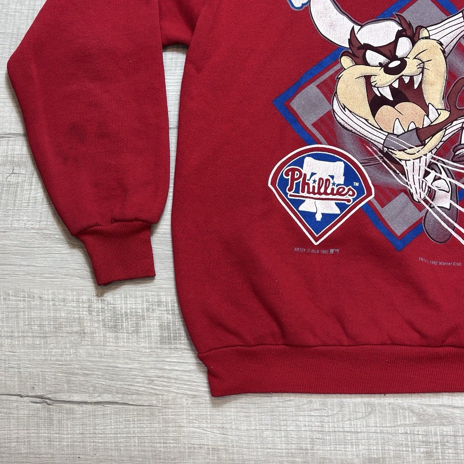 Jerzees VTG Philadelphia Phillies Taz Down The Pike Sweatshirt 1992 Size US XL / EU 56 / 4 - 2 Thumbnail