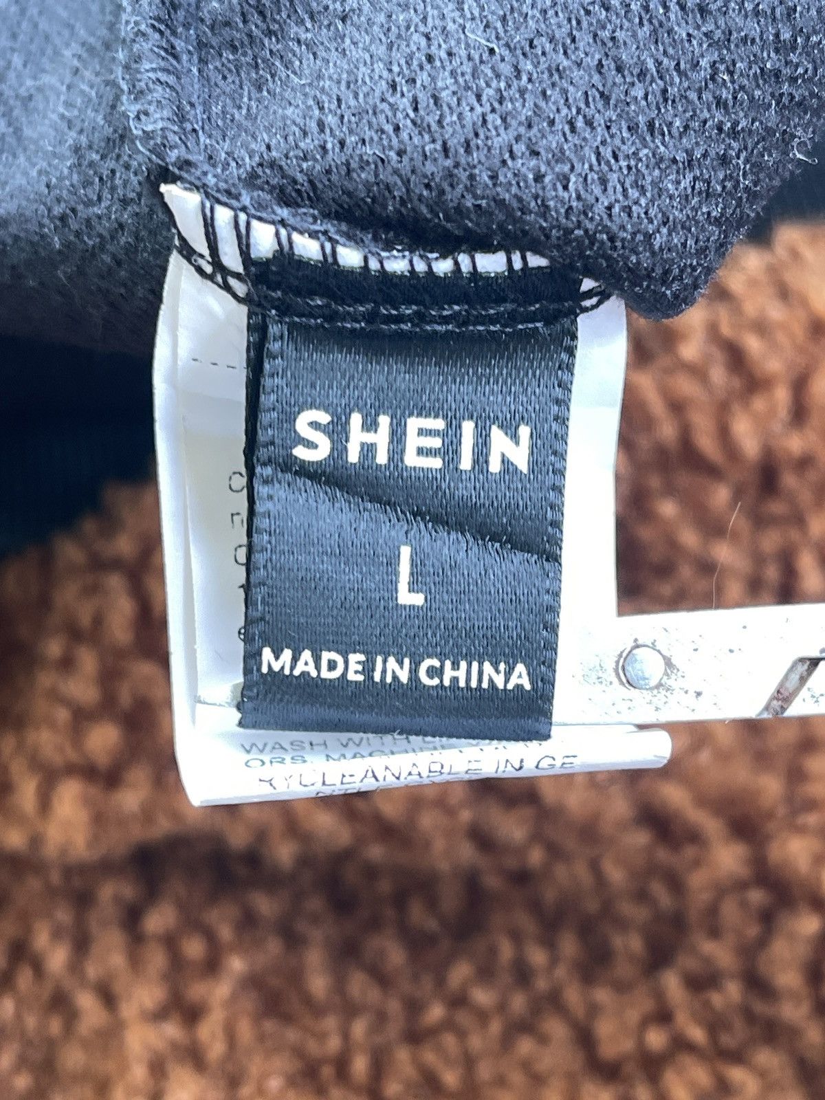Shein Men Flocking Bear Varsity Jacket