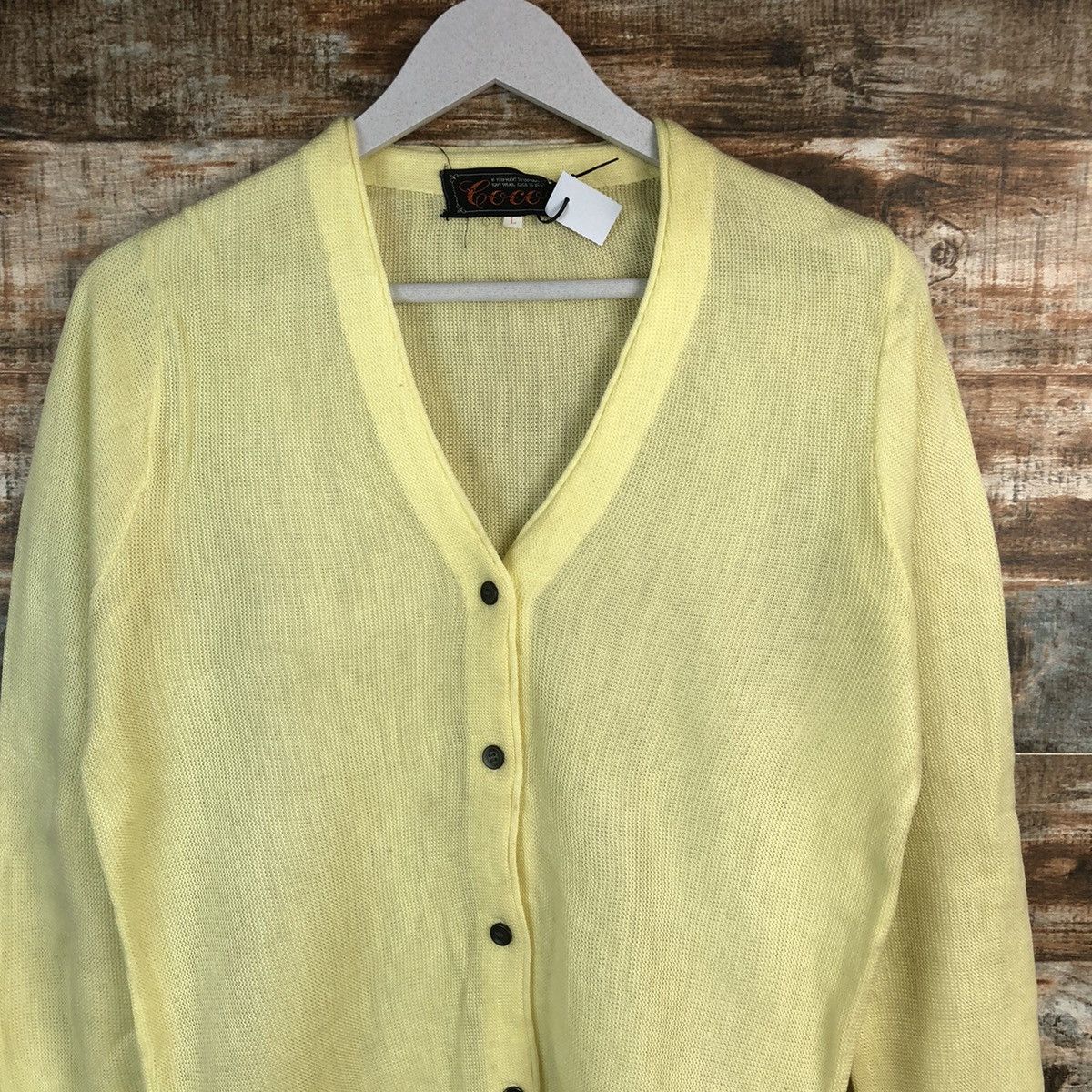 Homespun Knitwear Lolo Yellow crochet meshnet Cardigan Knitwear #A1791 Size L / US 10 / IT 46 - 5 Thumbnail