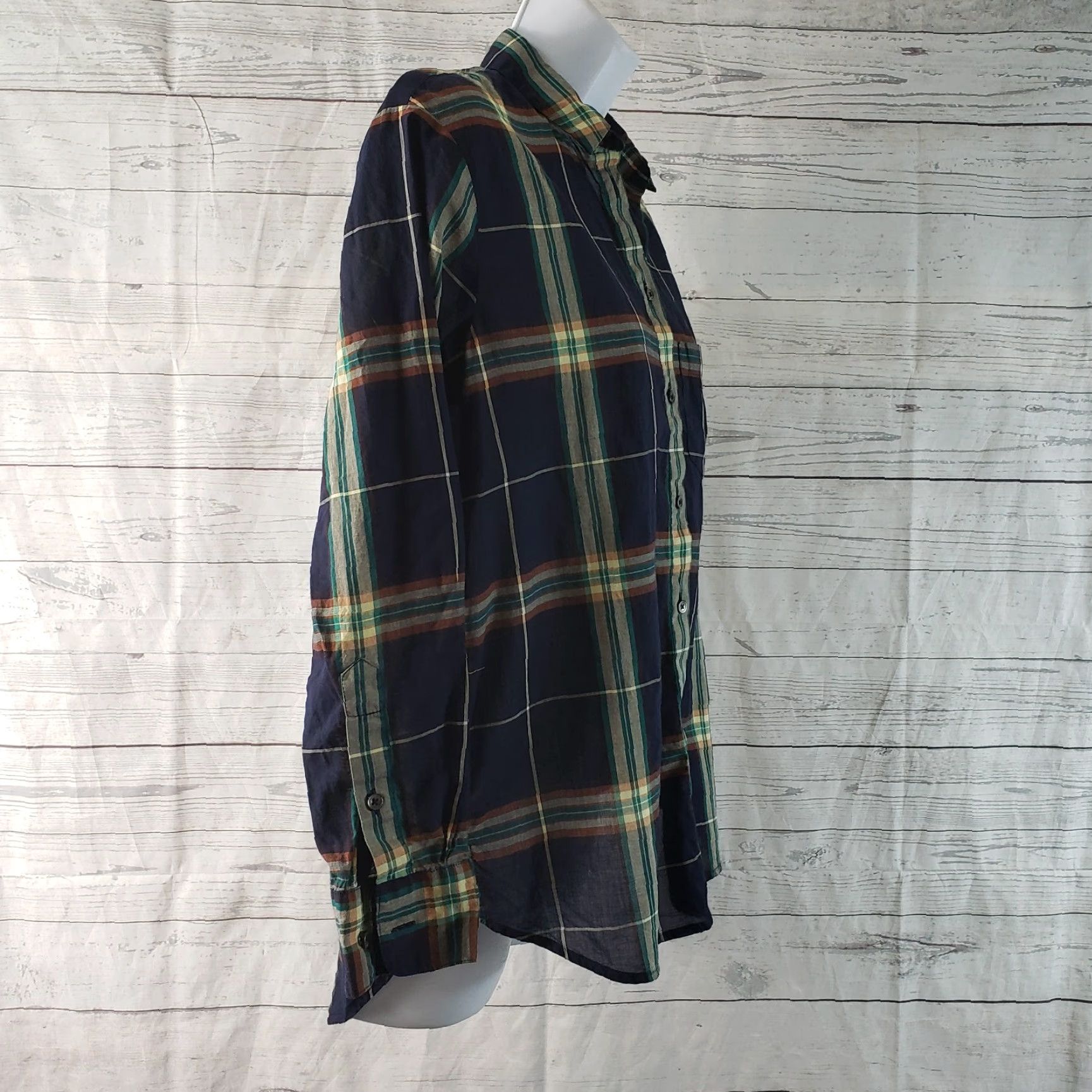 Madewell Madewell Shirt Womens Oversized Ex-Boyfriend Sz XS Blue Brown Plaid Semi Sheer Size XS / US 0-2 / IT 36-38 - 3 Thumbnail