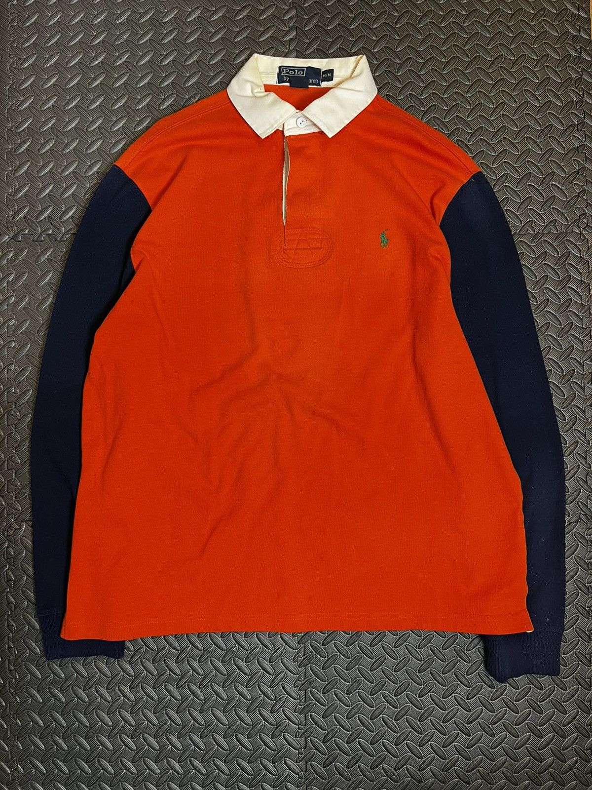 Pre-owned Polo Ralph Lauren X Vintage Streatwear Sweatshirt Polo Ralph Laurent Big Logo 6 In White Blue Orange