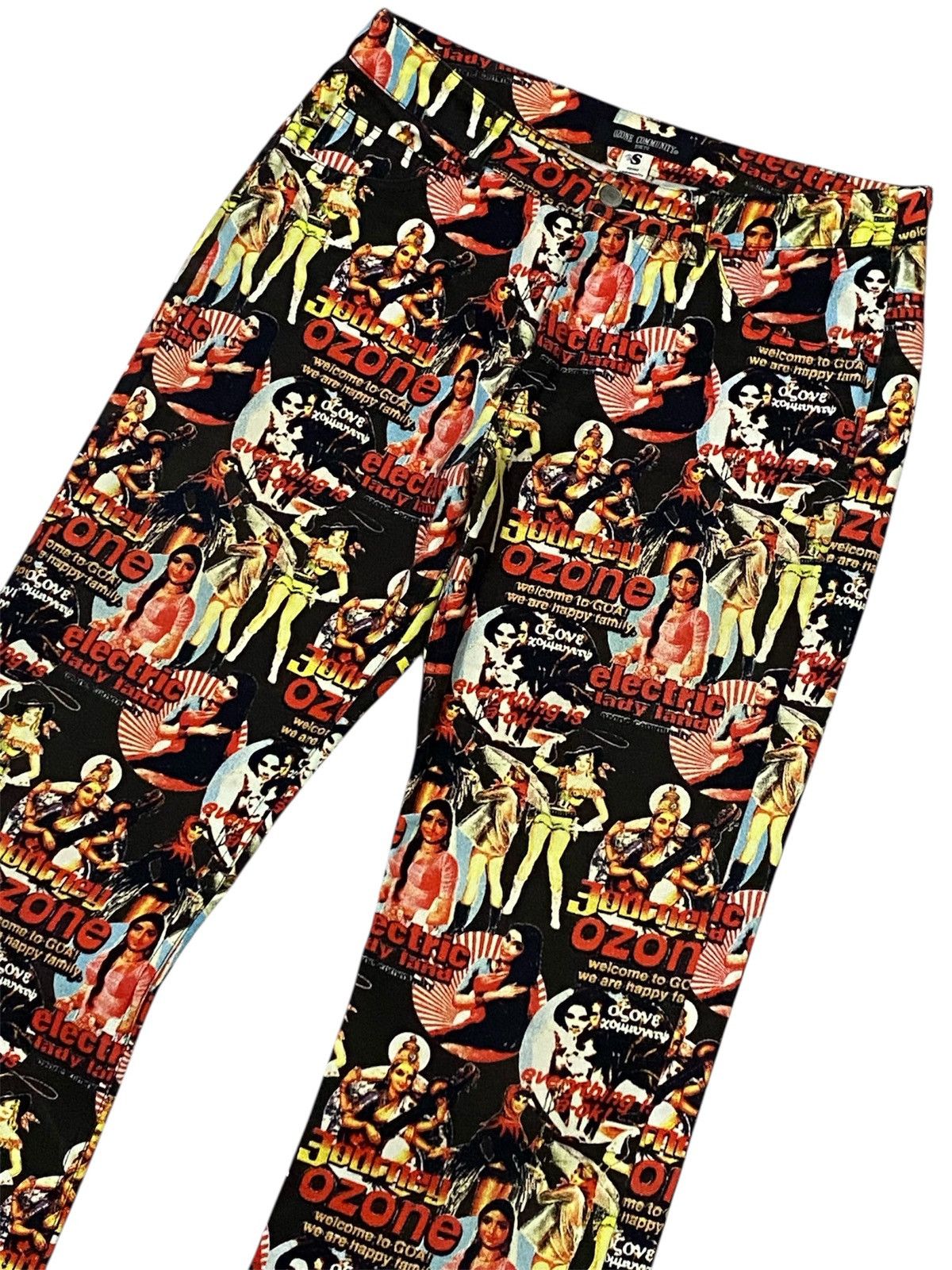 Vintage 💃90s Ozone Communituly Tokyo Cowgirls Printed Bootcut Jeans Size US 28 / EU 44 - 6 Thumbnail
