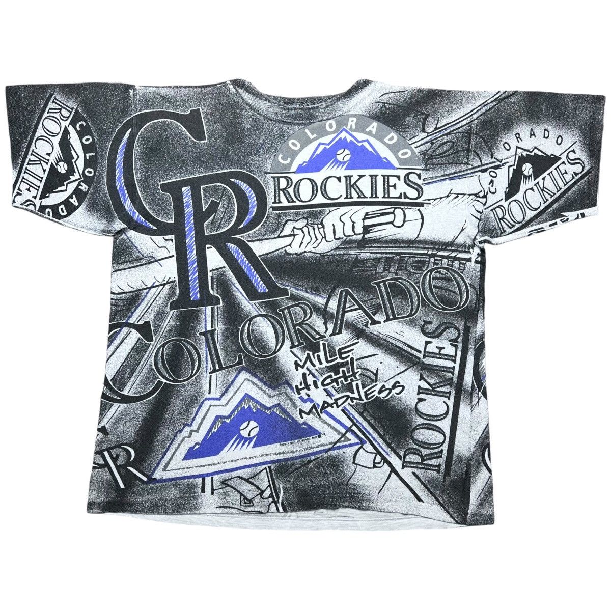 MLB Colorado Rockies 3D Spell Out All Over Print Trench Tee
