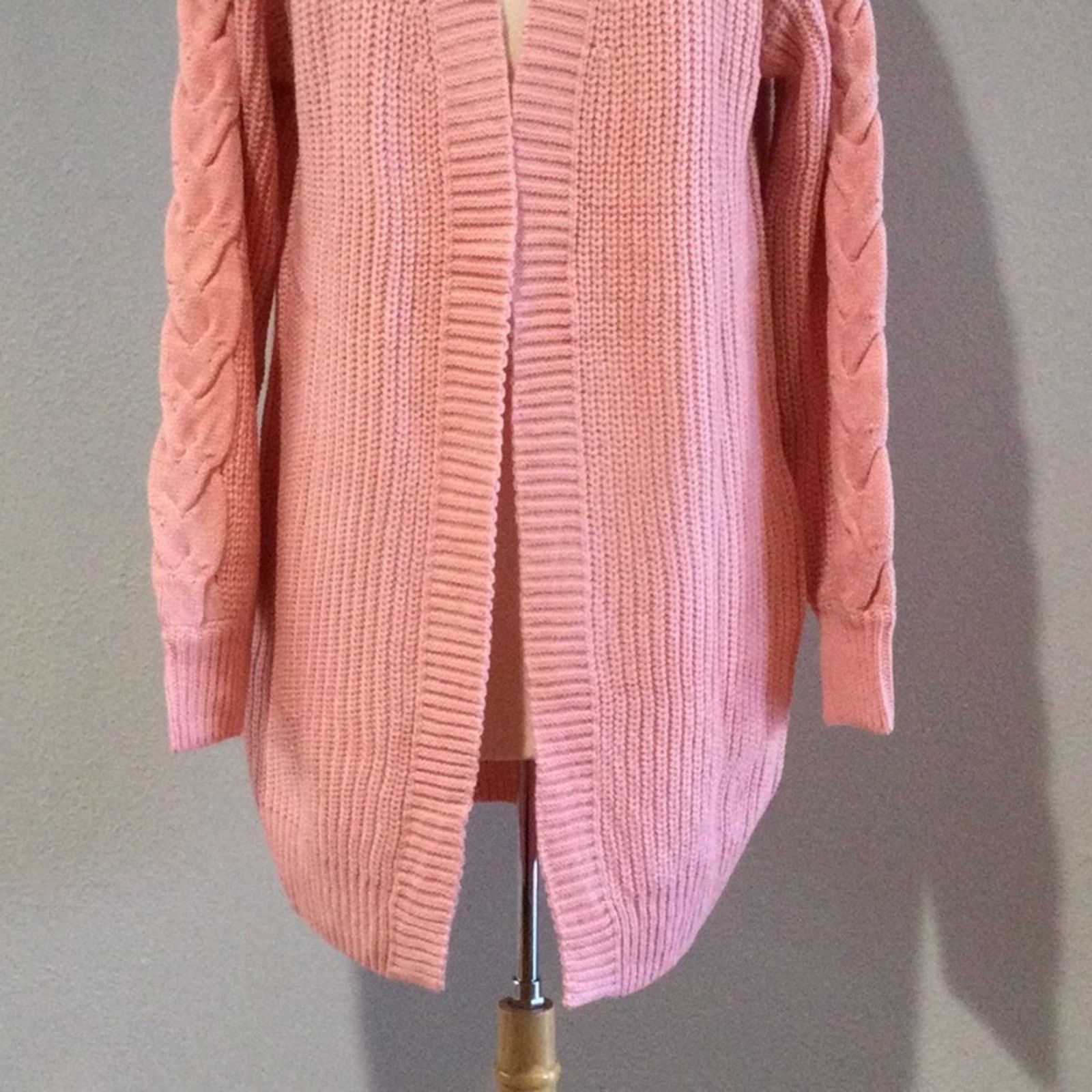 Other Unbranded Pink Acrylic Knit Oversized Cardigan Sweater Small Size S / US 4 / IT 40 - 3 Thumbnail