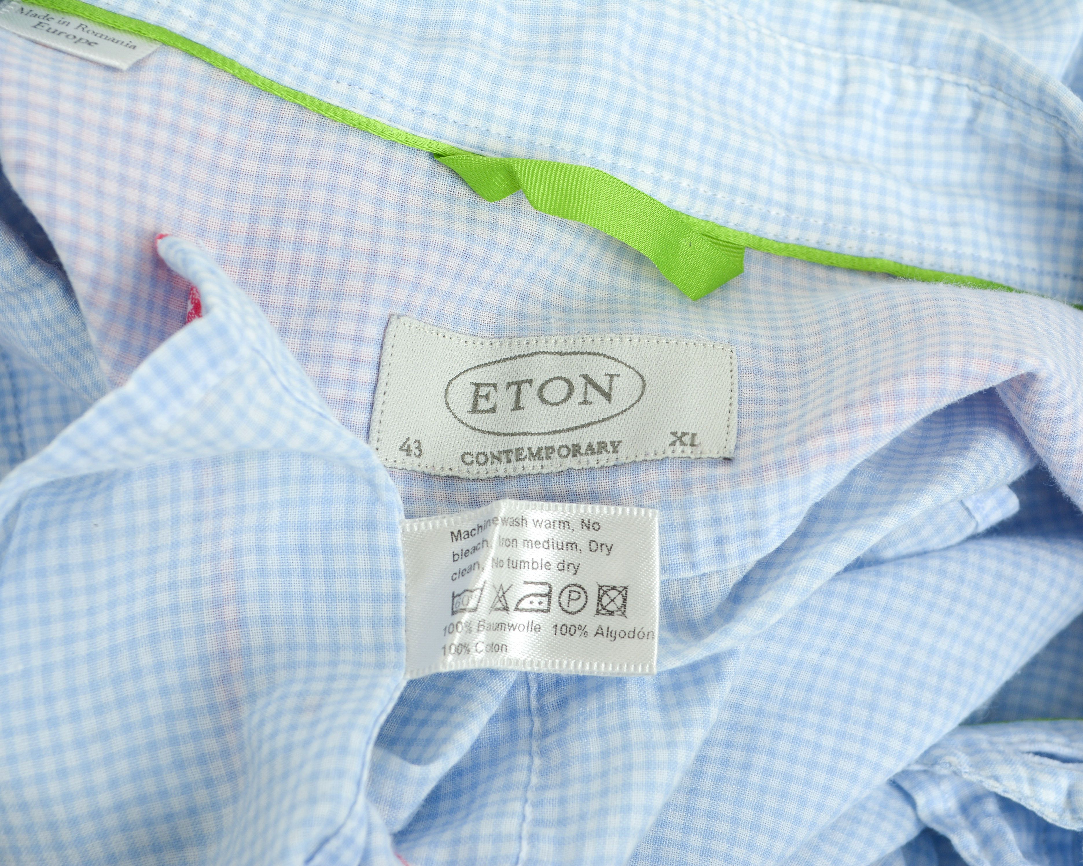 Eton Contemporary XL Shirt Check Size 43 Plaid Casual Tartan Top Size 42R - 6 Thumbnail